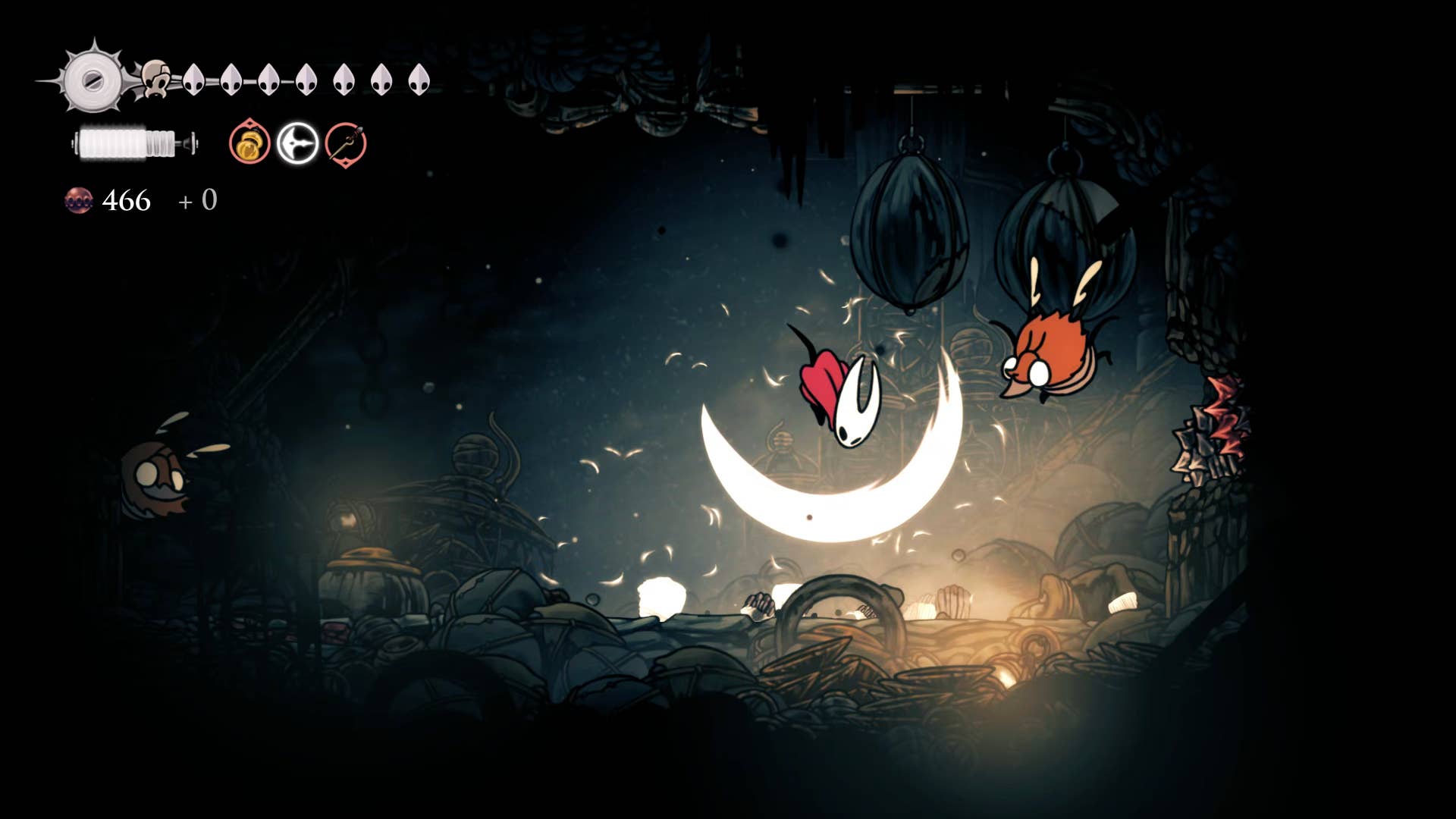 Screenshot of Hollow Knight: Silkson showing a path through the slab.