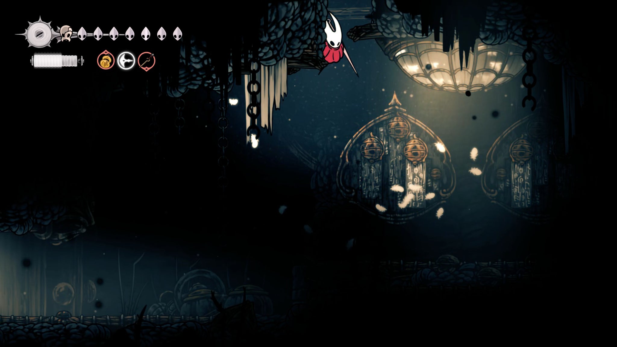 A screenshot of Hollow Knight: Silksong showing the path through The Slab. - 8