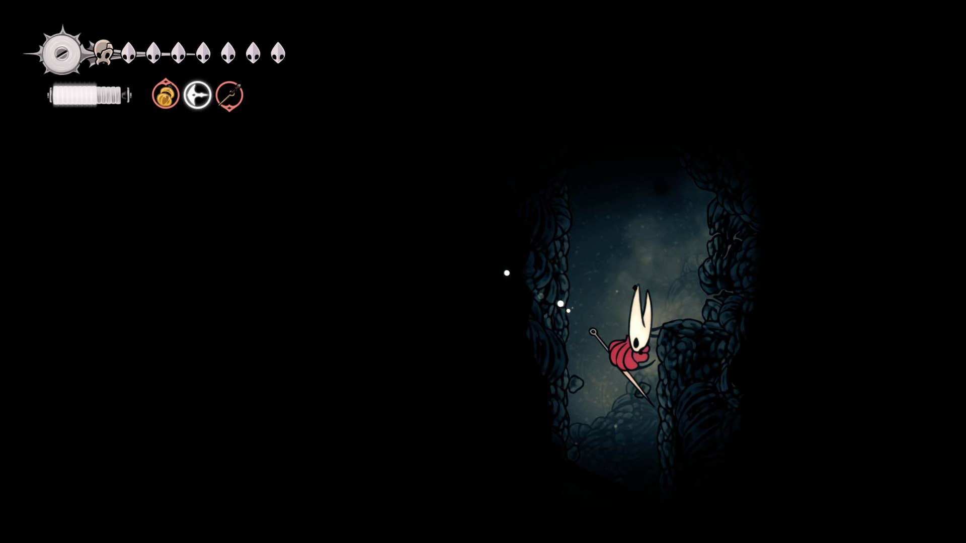 Screenshot of Hollow Knight: Silkson showing a path through the slab.