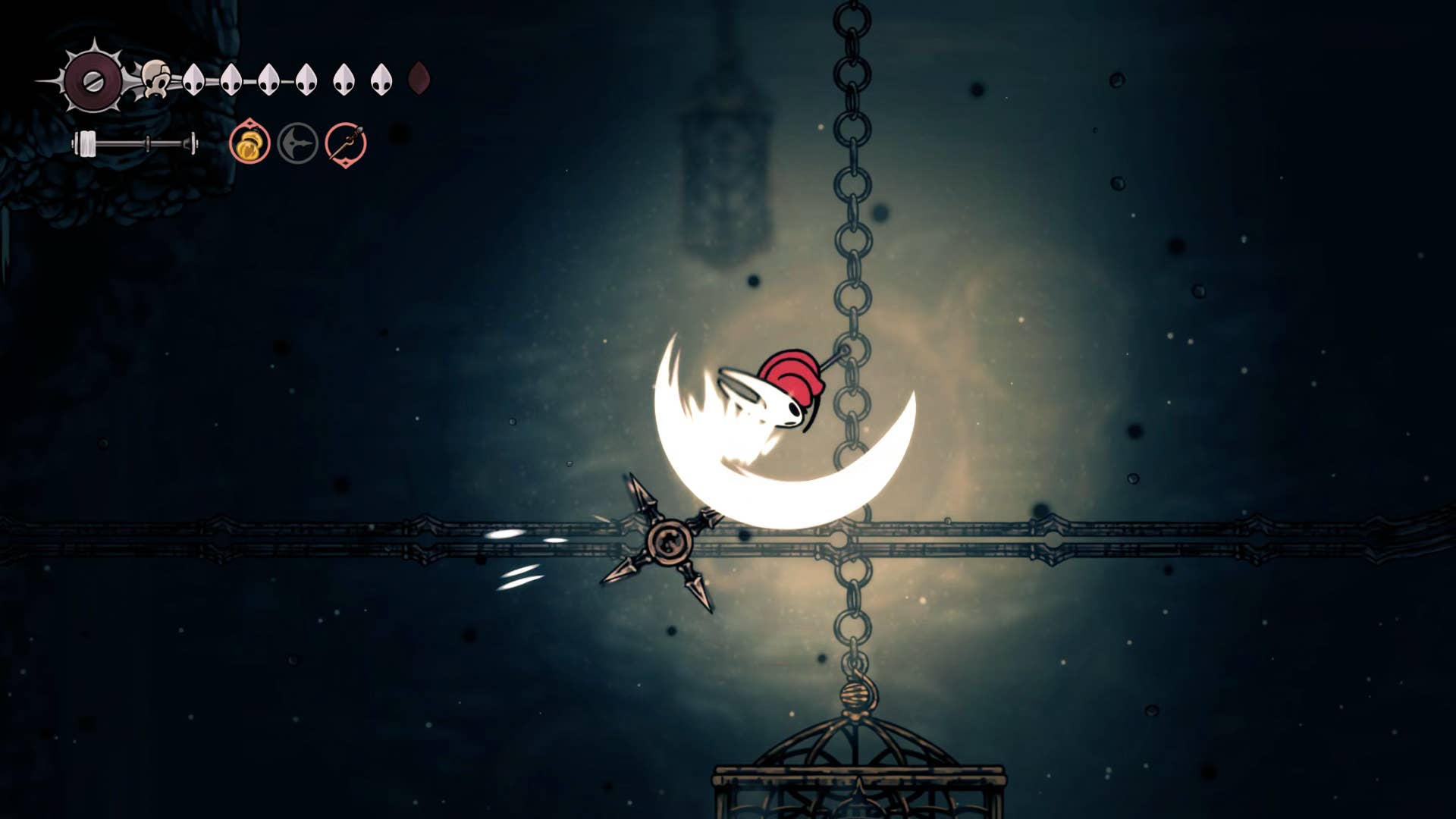Screenshot of Hollow Knight: Silkson showing a path through the slab.