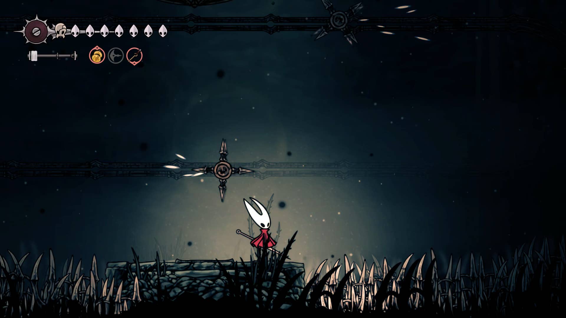 Screenshot of Hollow Knight: Silkson showing a path through the slab.