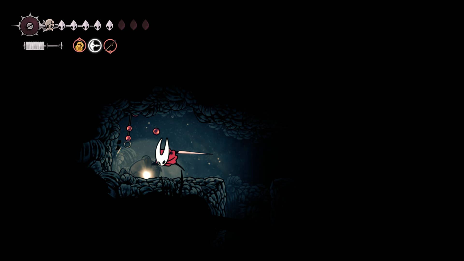 Screenshot of Hollow Knight: Silkson showing a path through the slab.