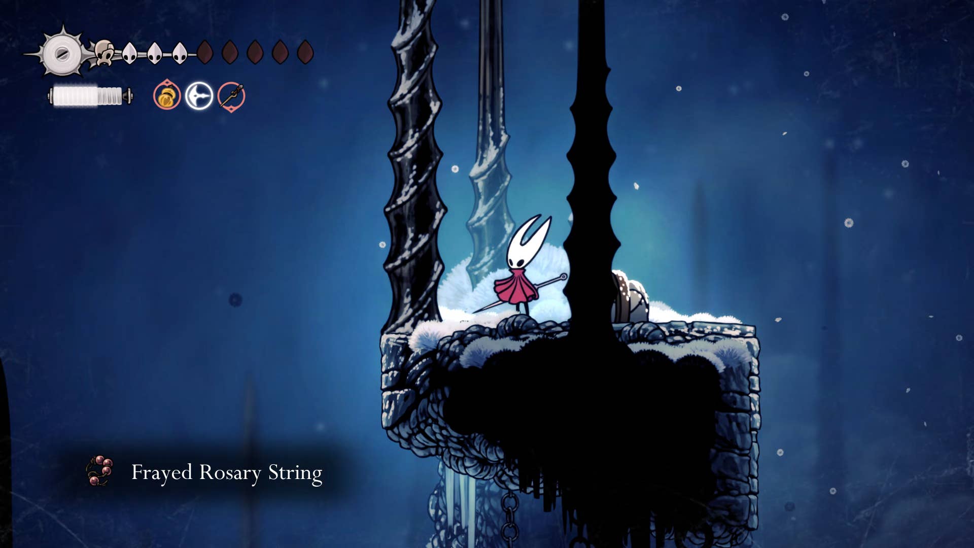 Screenshot of Hollow Knight: Silkson showing a path through the slab.