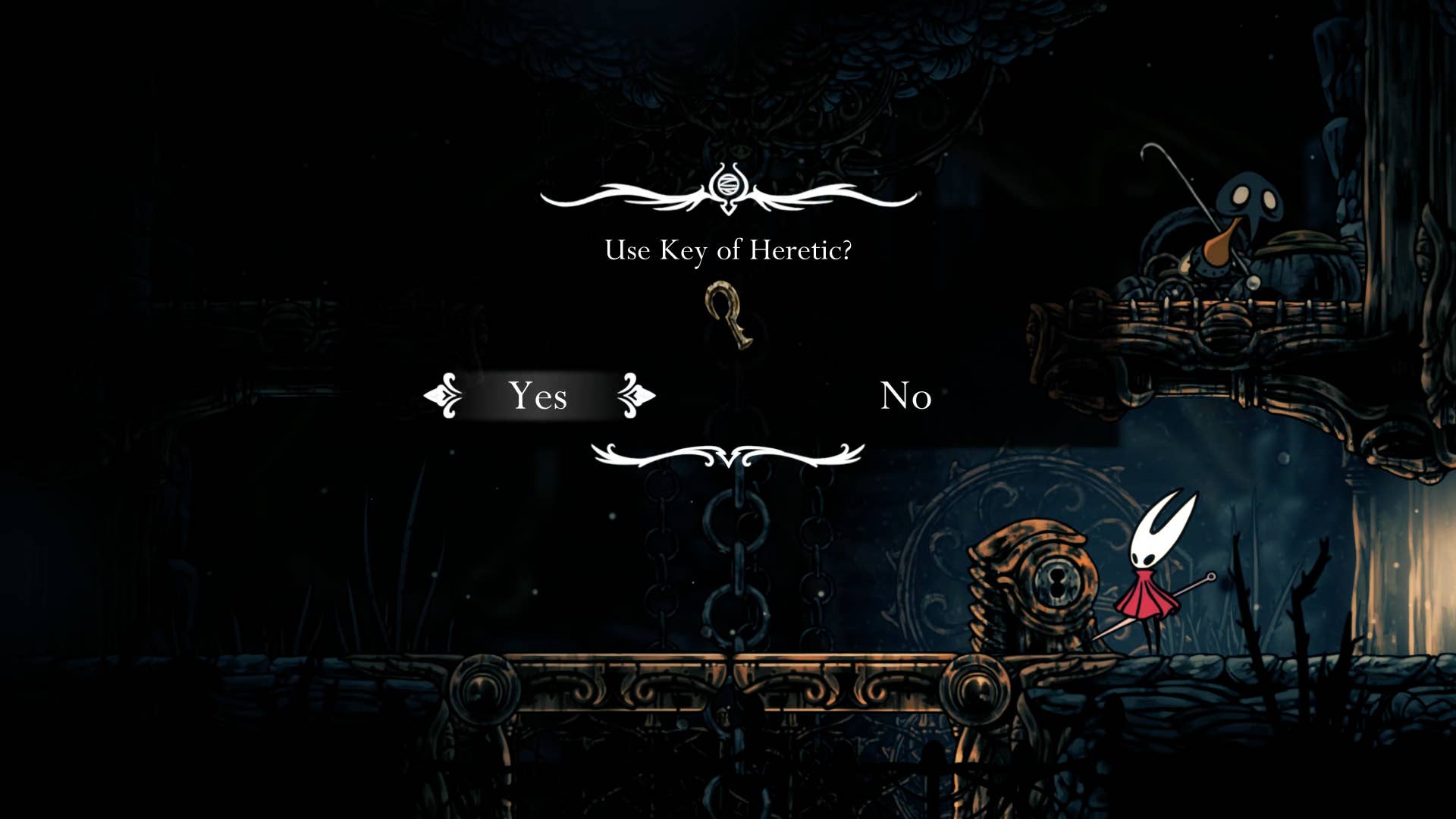 Screenshot of Hollow Knight: Silkson showing a path through the slab.