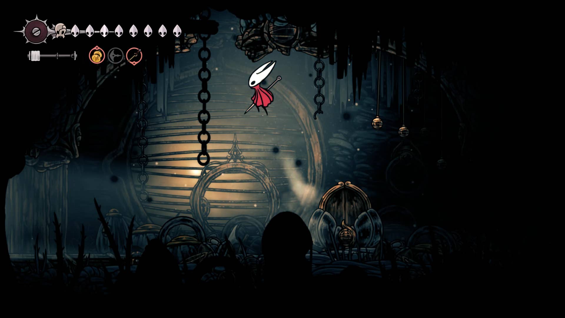 Screenshot of Hollow Knight: Silkson showing a path through the slab.