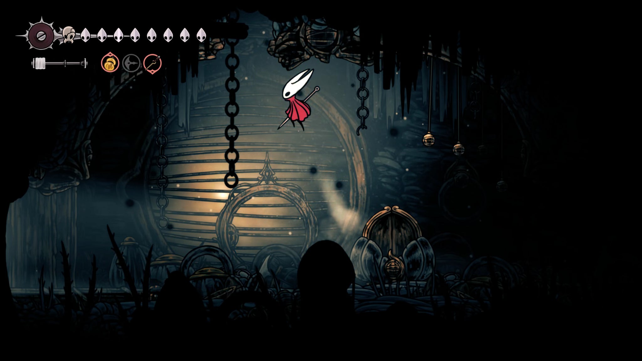 A screenshot of Hollow Knight: Silksong showing the path through The Slab. - 40