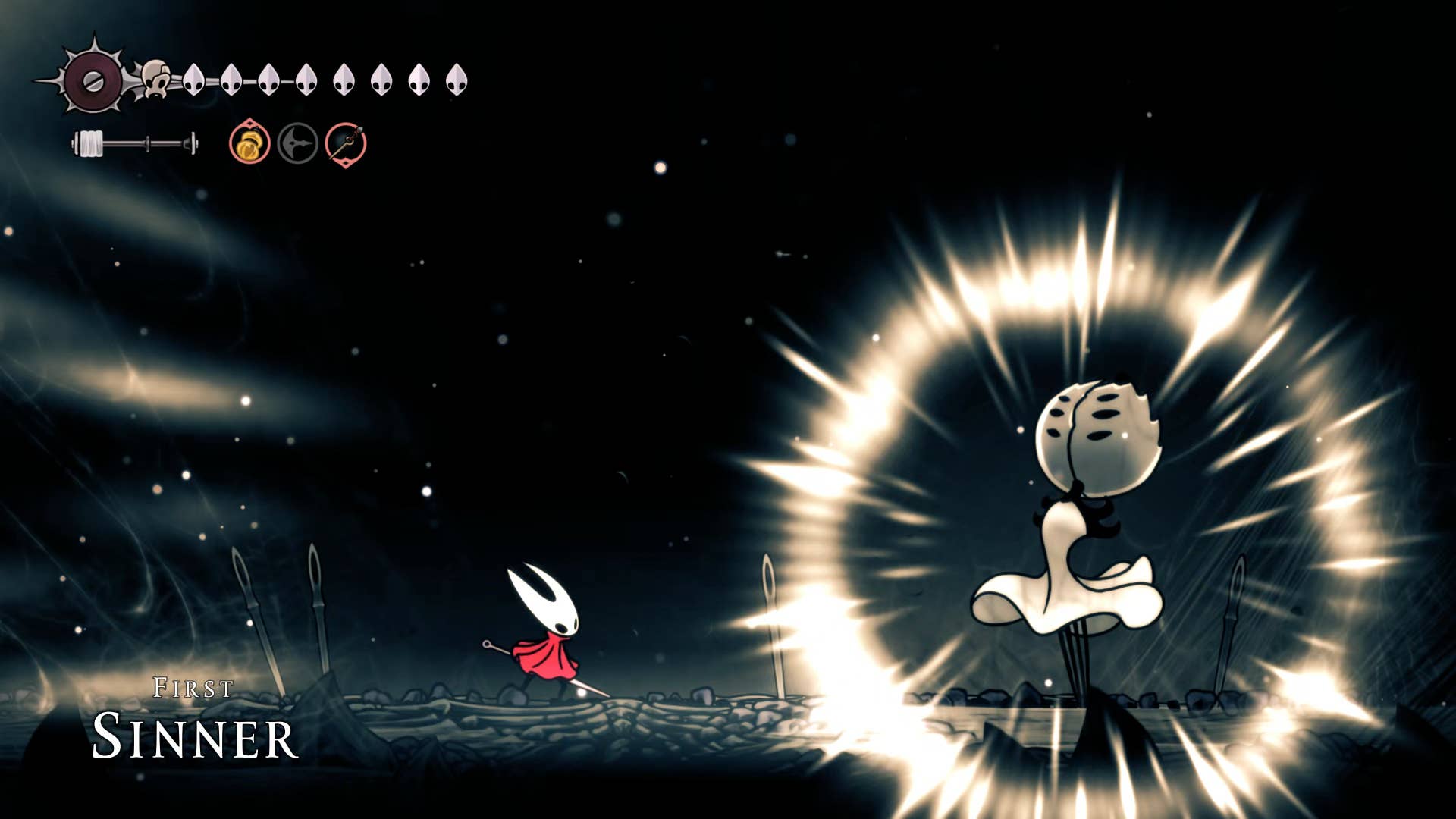 Screenshot of Hollow Knight: Silkson showing a path through the slab.