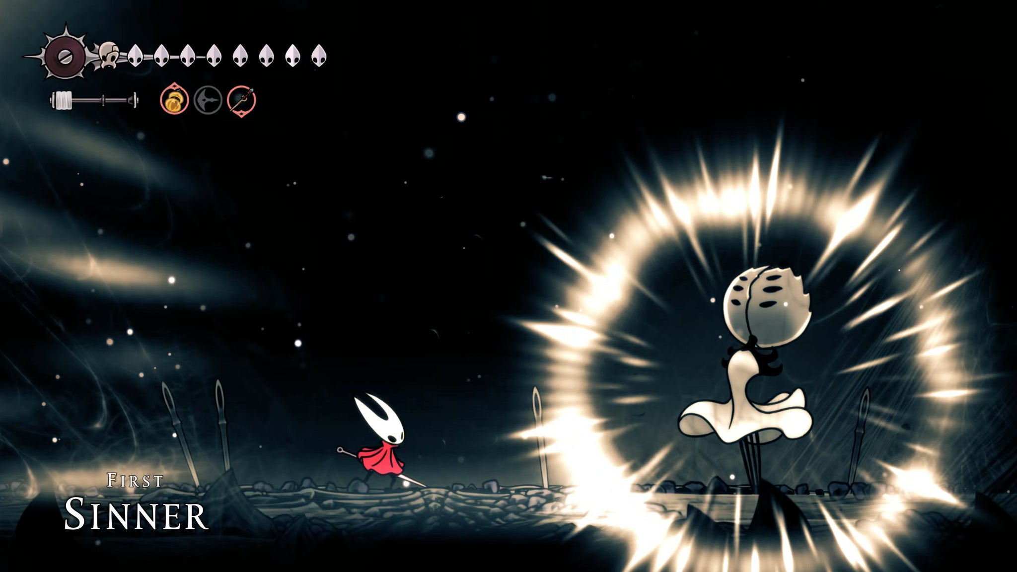 A screenshot of Hollow Knight: Silksong showing the path through The Slab. - 41