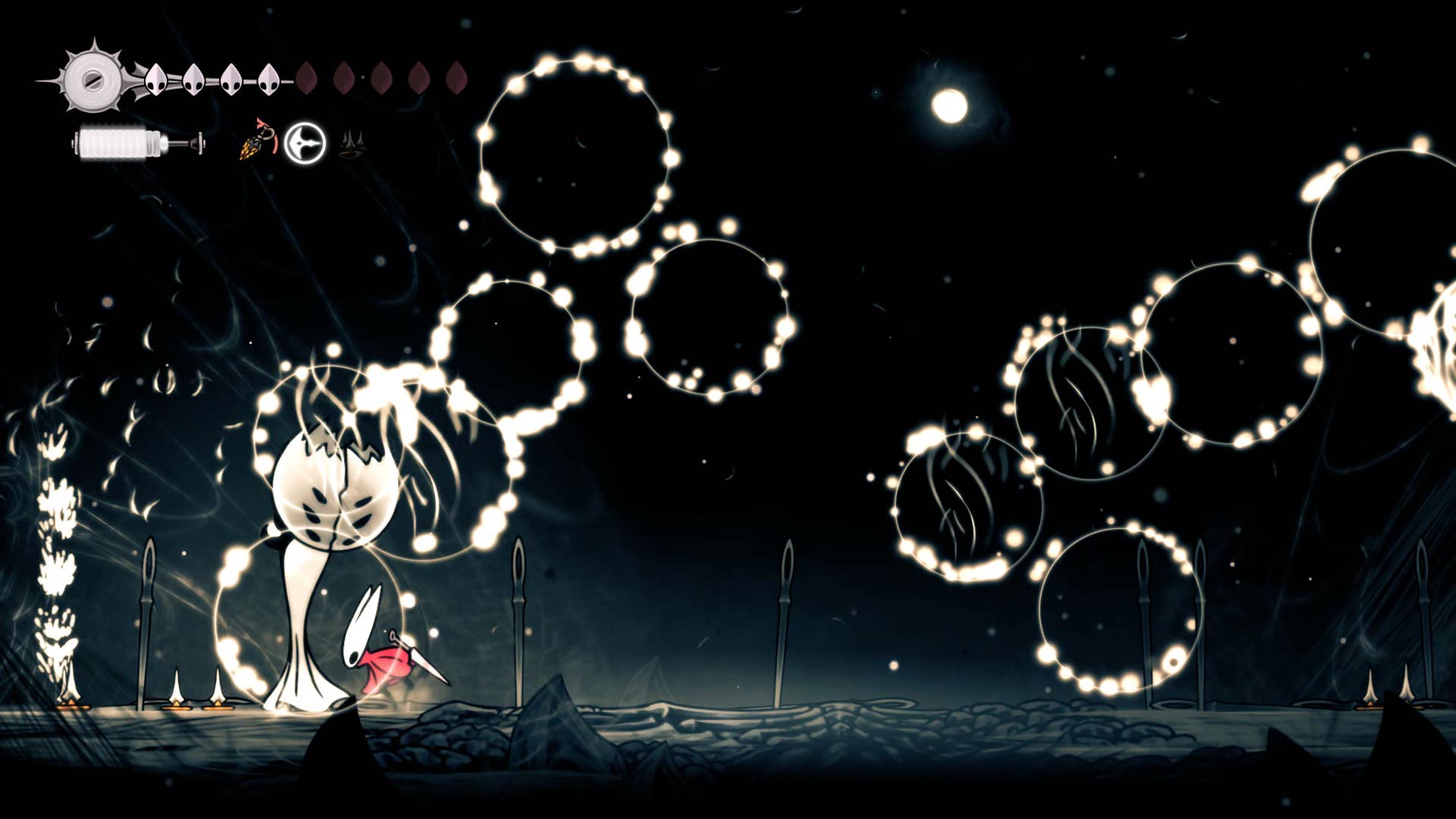 Screenshot of Hollow Knight: Silkson showing a path through the slab.