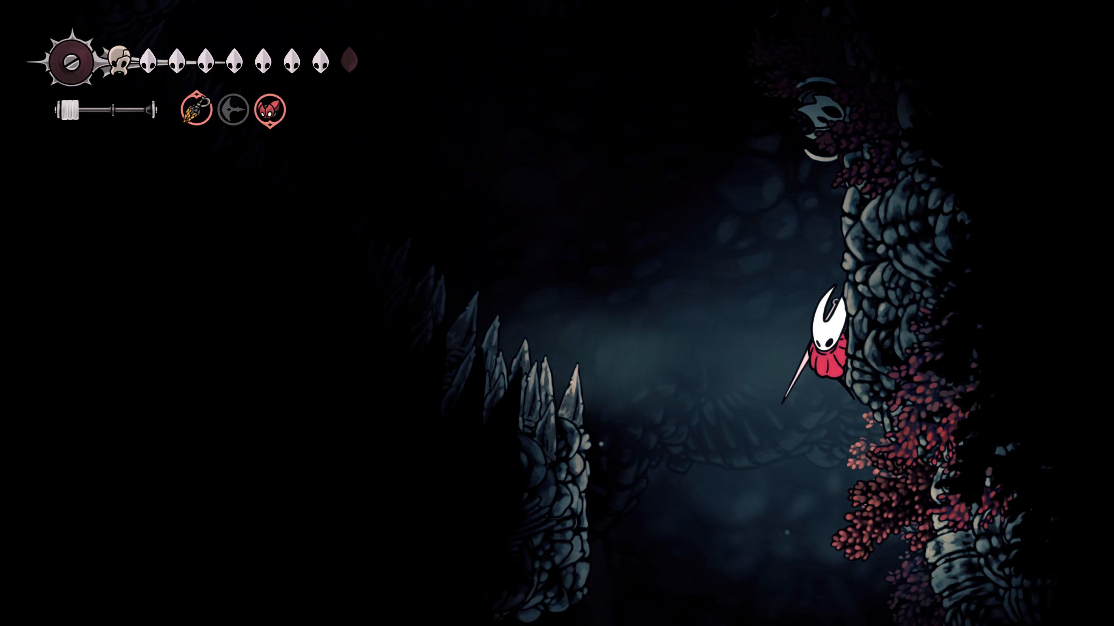 A screenshot of Hollow Knight: Silksong showing the path through the Sands Of Karak. - 7