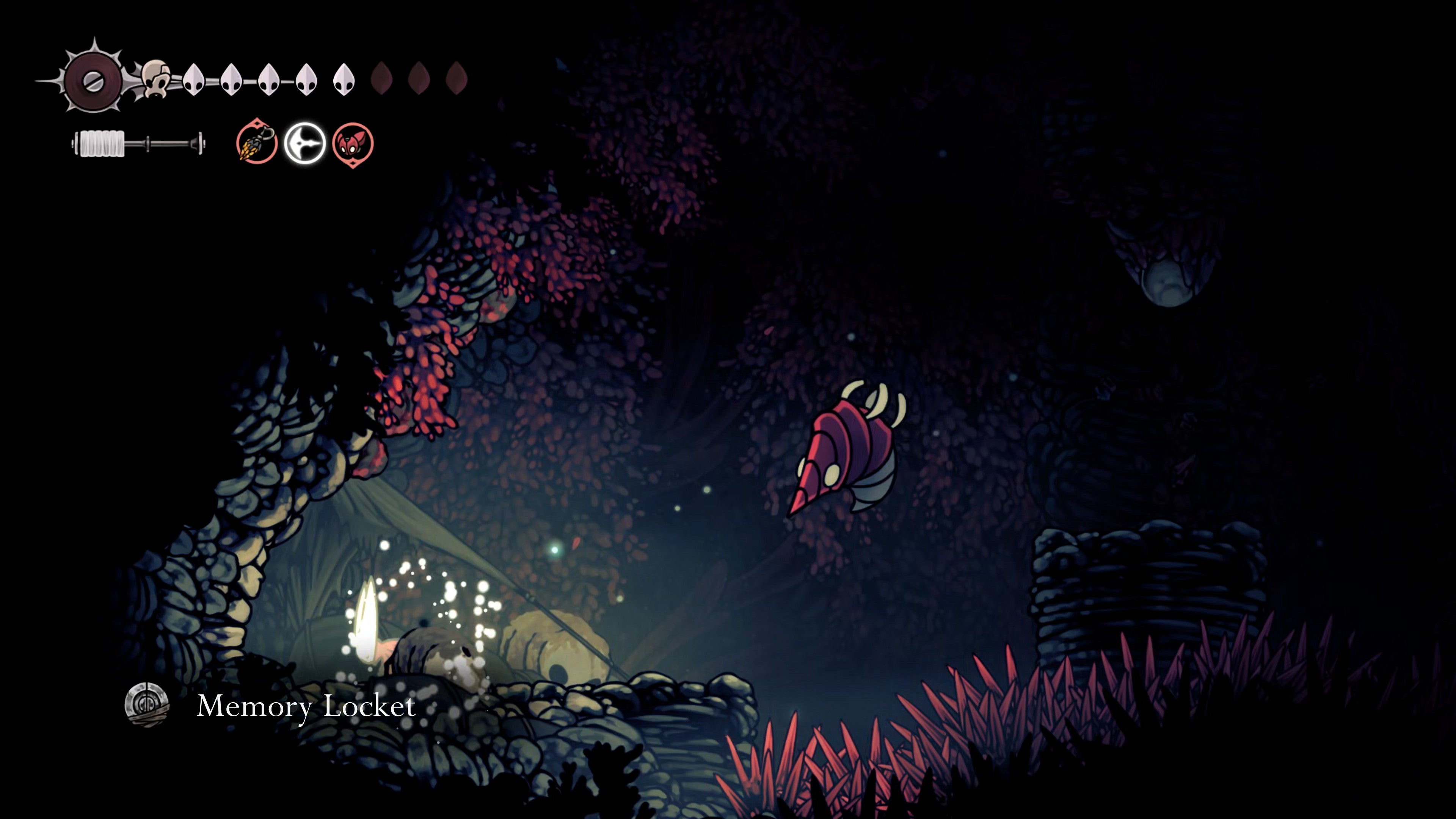 A screenshot of Hollow Knight: Silksong showing the path through the Sands Of Karak. - 11