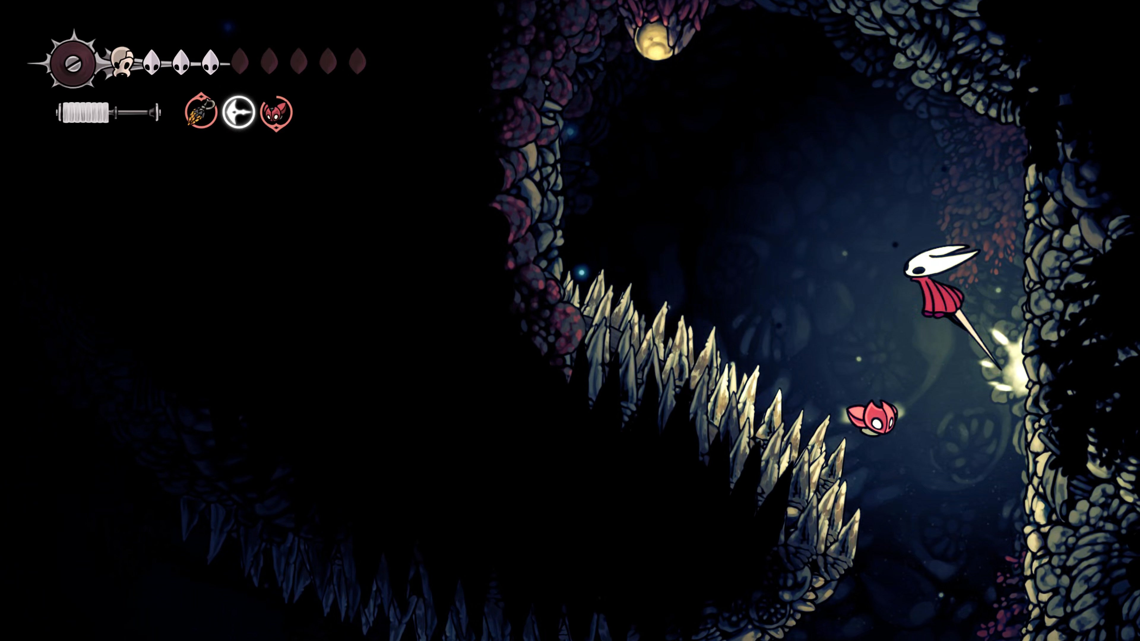 A screenshot of Hollow Knight: Silksong showing the path through the Sands Of Karak. - 12