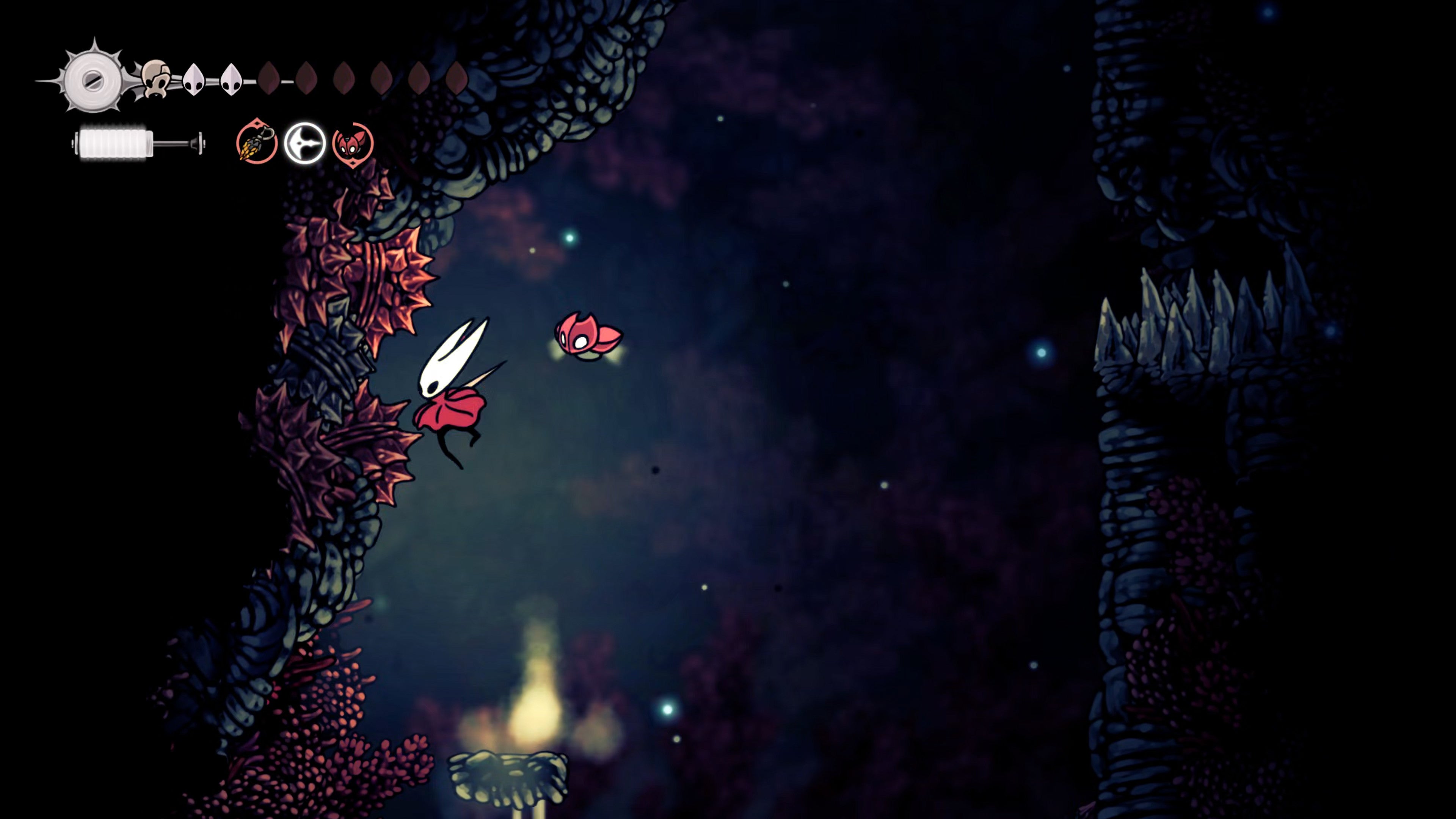 A screenshot of Hollow Knight: Silksong showing the path through the Sands Of Karak. - 18
