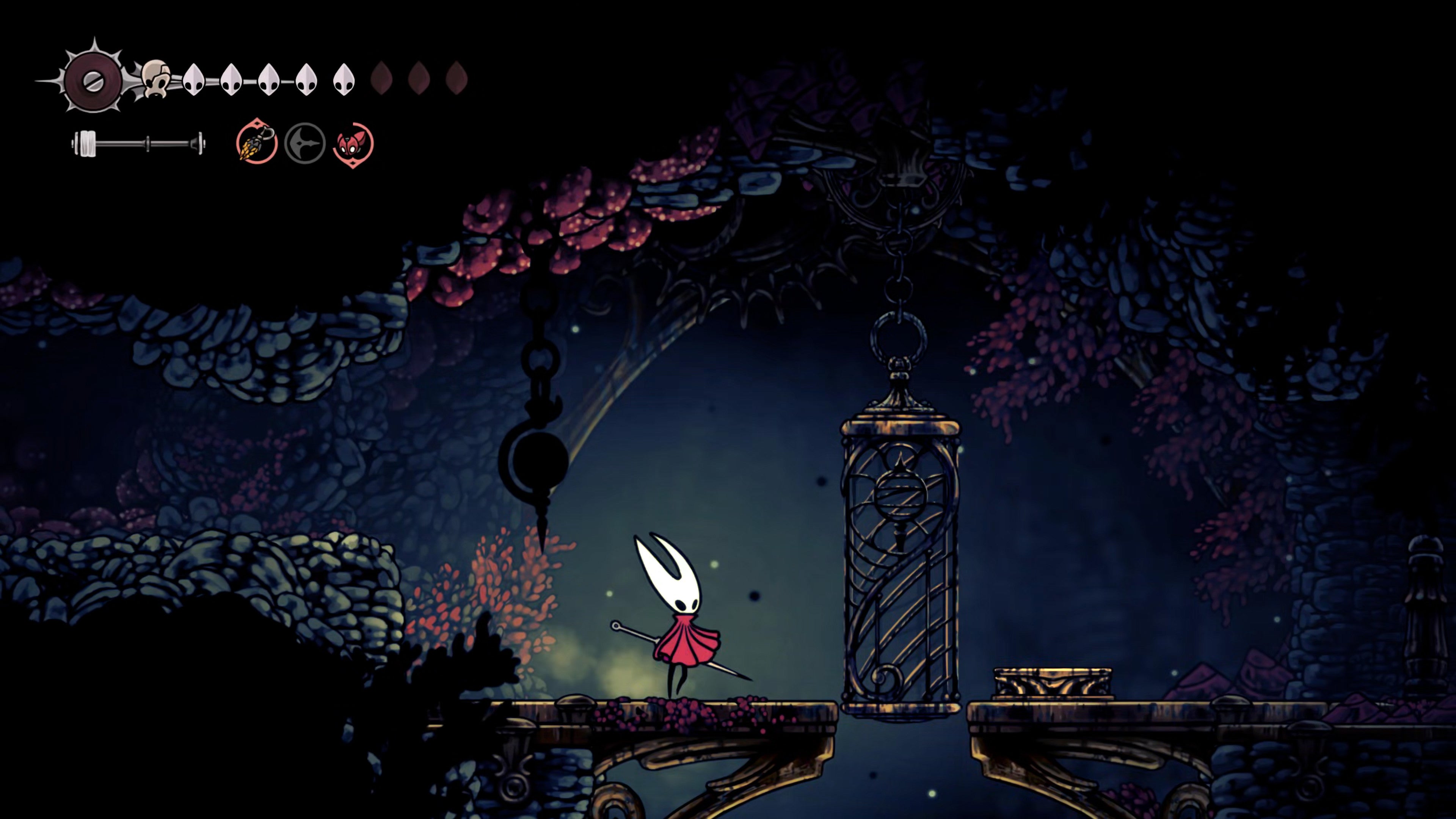 A screenshot of Hollow Knight: Silksong showing the path through the Sands Of Karak. - 24