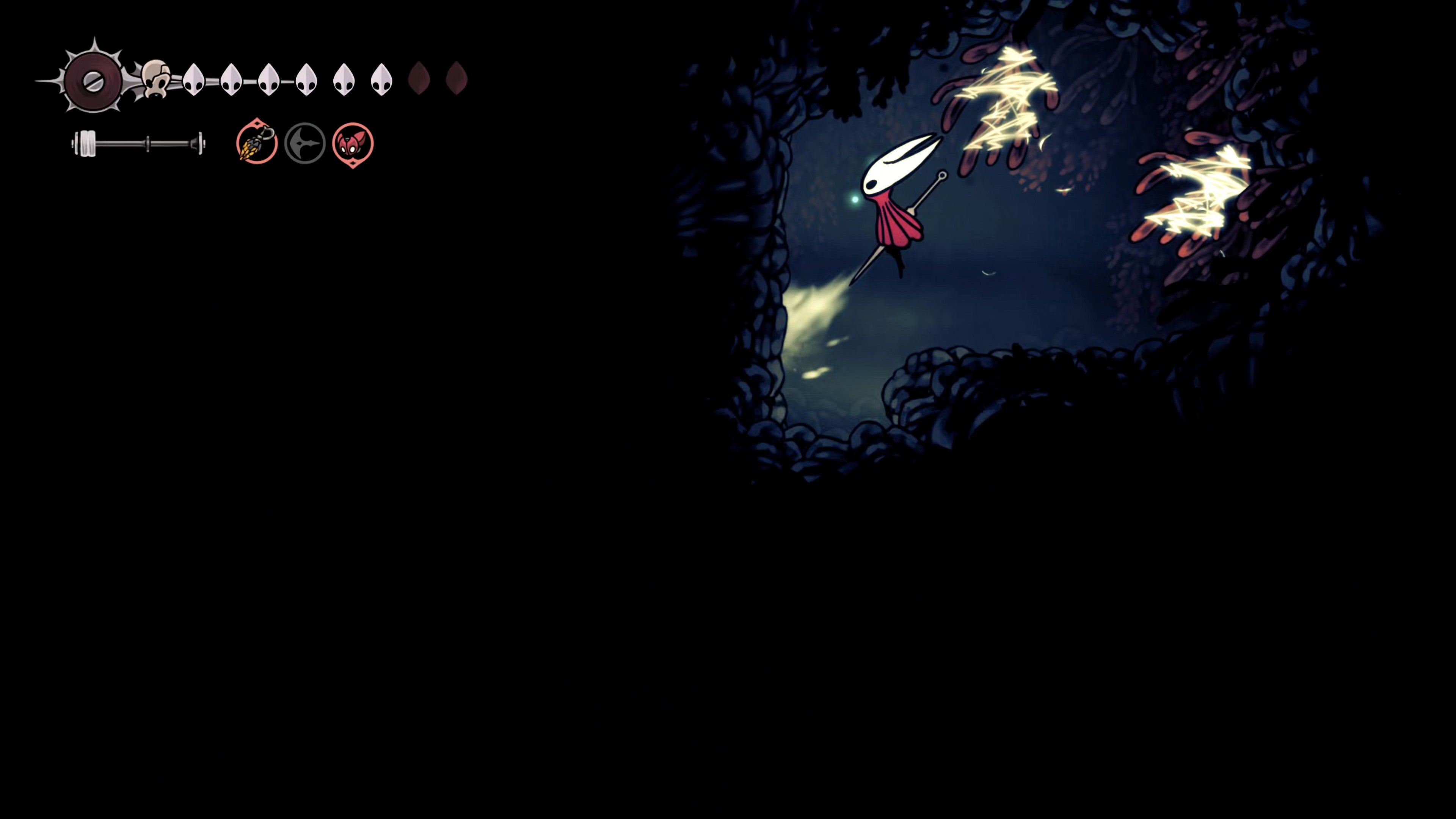 A screenshot of Hollow Knight: Silksong showing the path through the Sands Of Karak. - 32
