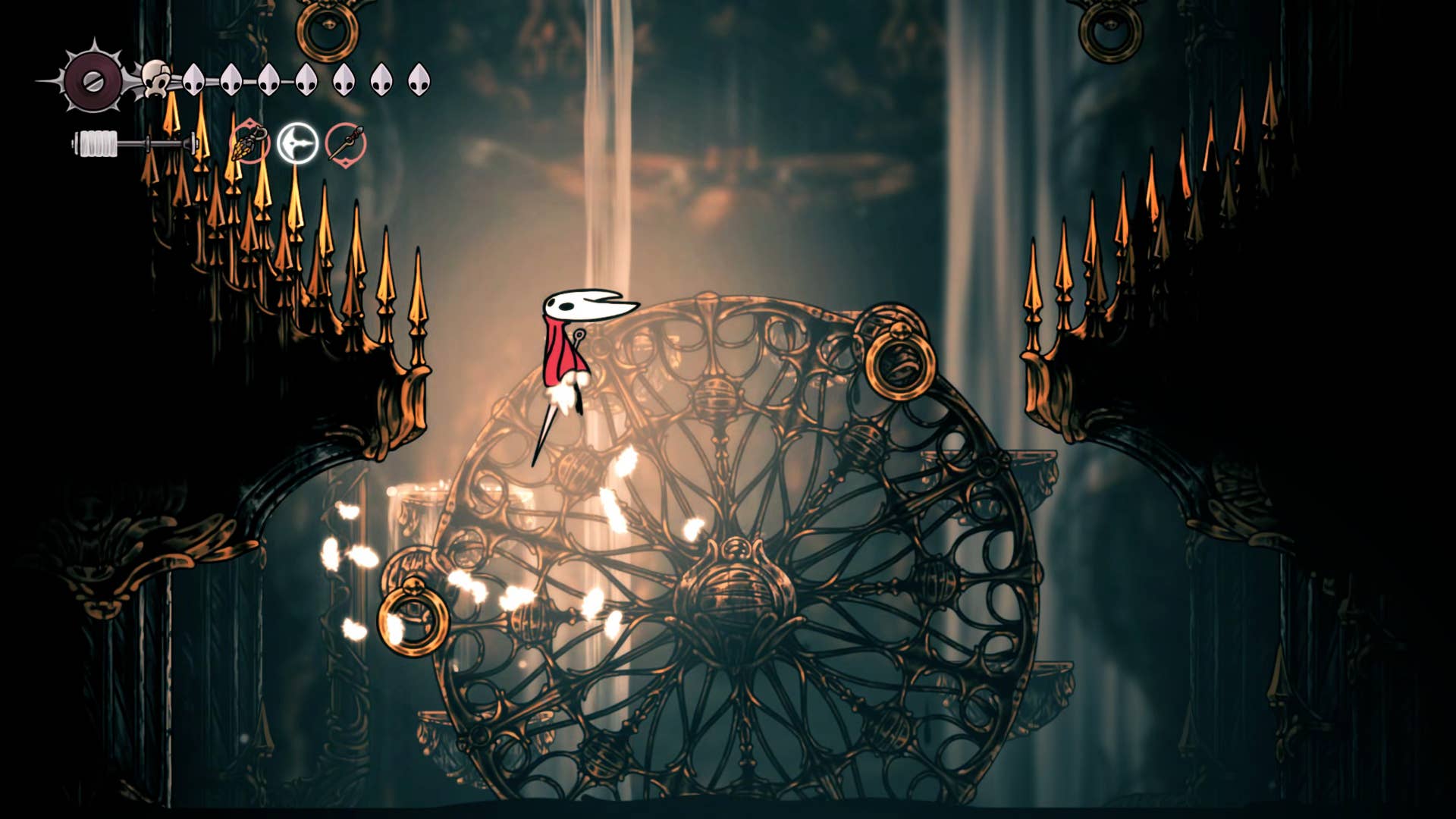 Hollow Knight screenshot: Silksong showing the path through High Halls.