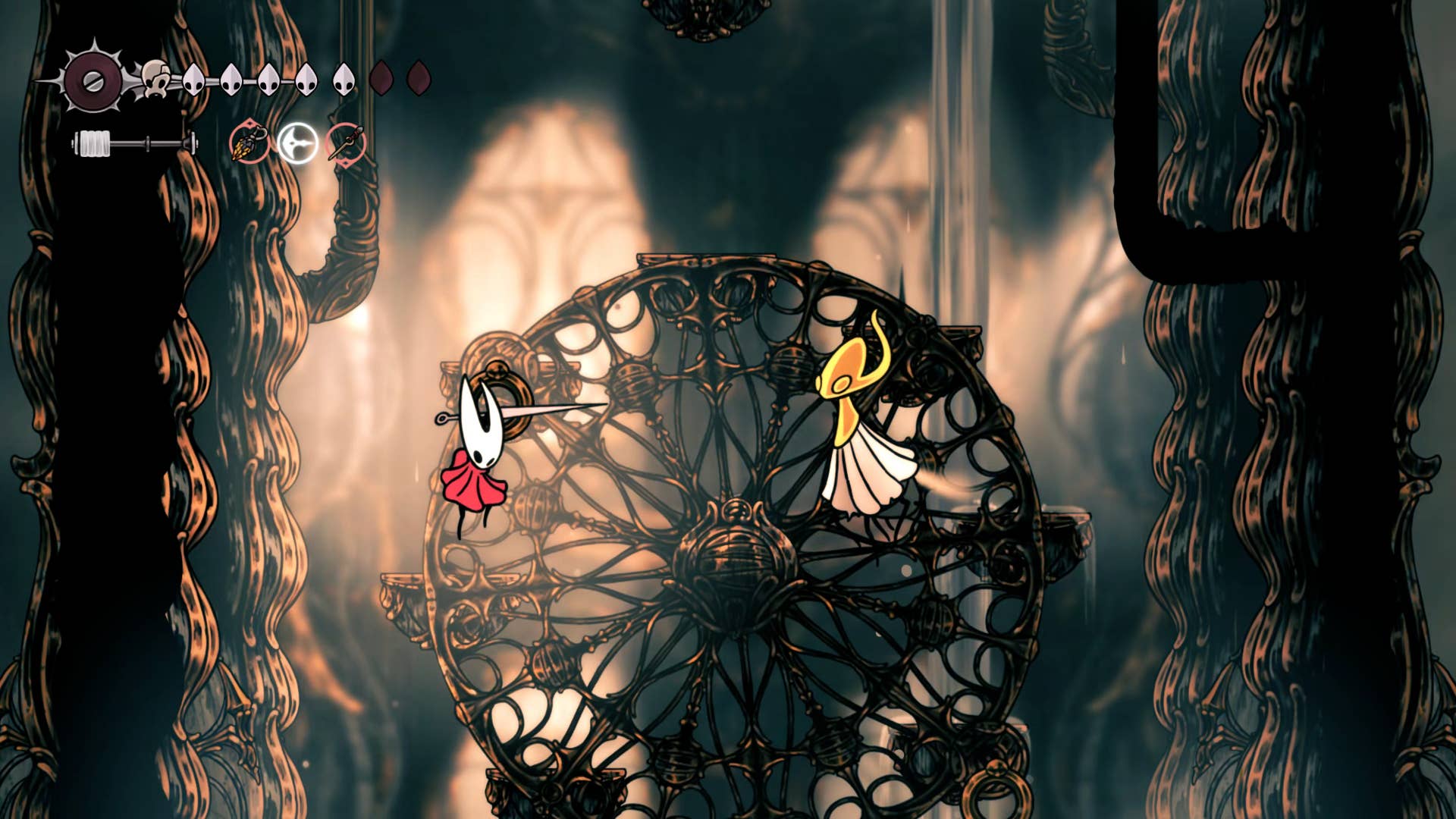 Hollow Knight screenshot: Silksong showing the path through High Halls.