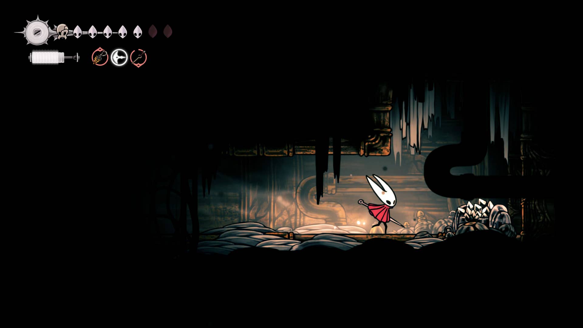 Hollow Knight screenshot: Silksong showing the path through High Halls.