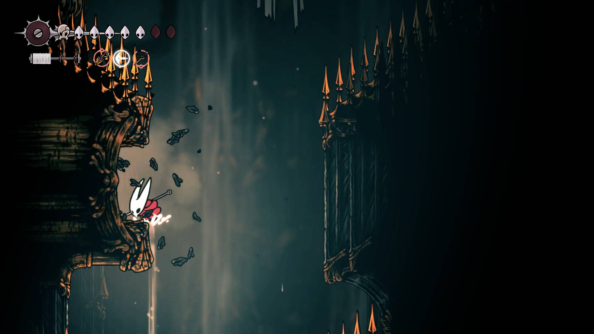 Hollow Knight screenshot: Silksong showing the path through High Halls.