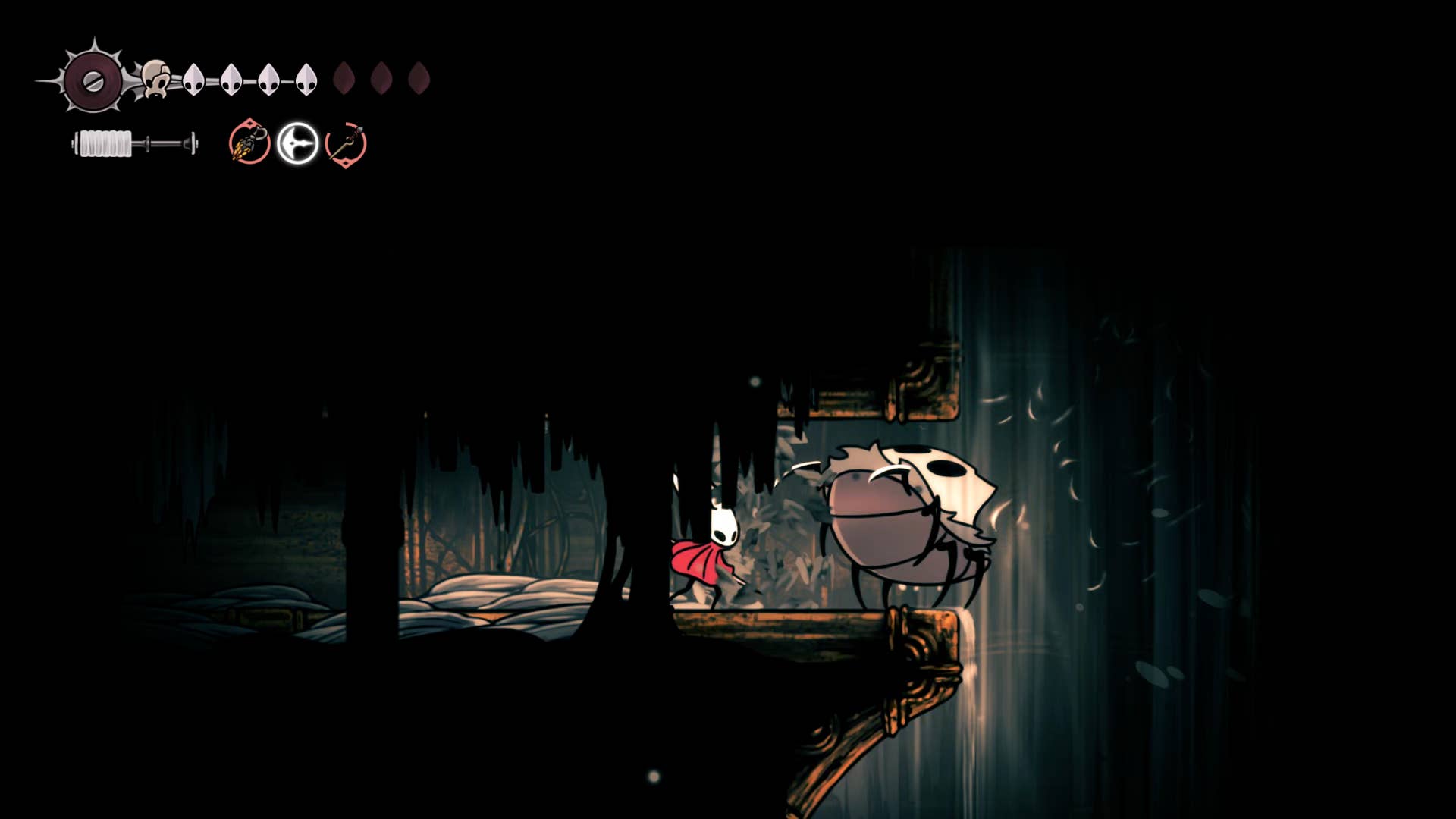 Hollow Knight screenshot: Silksong showing the path through High Halls.