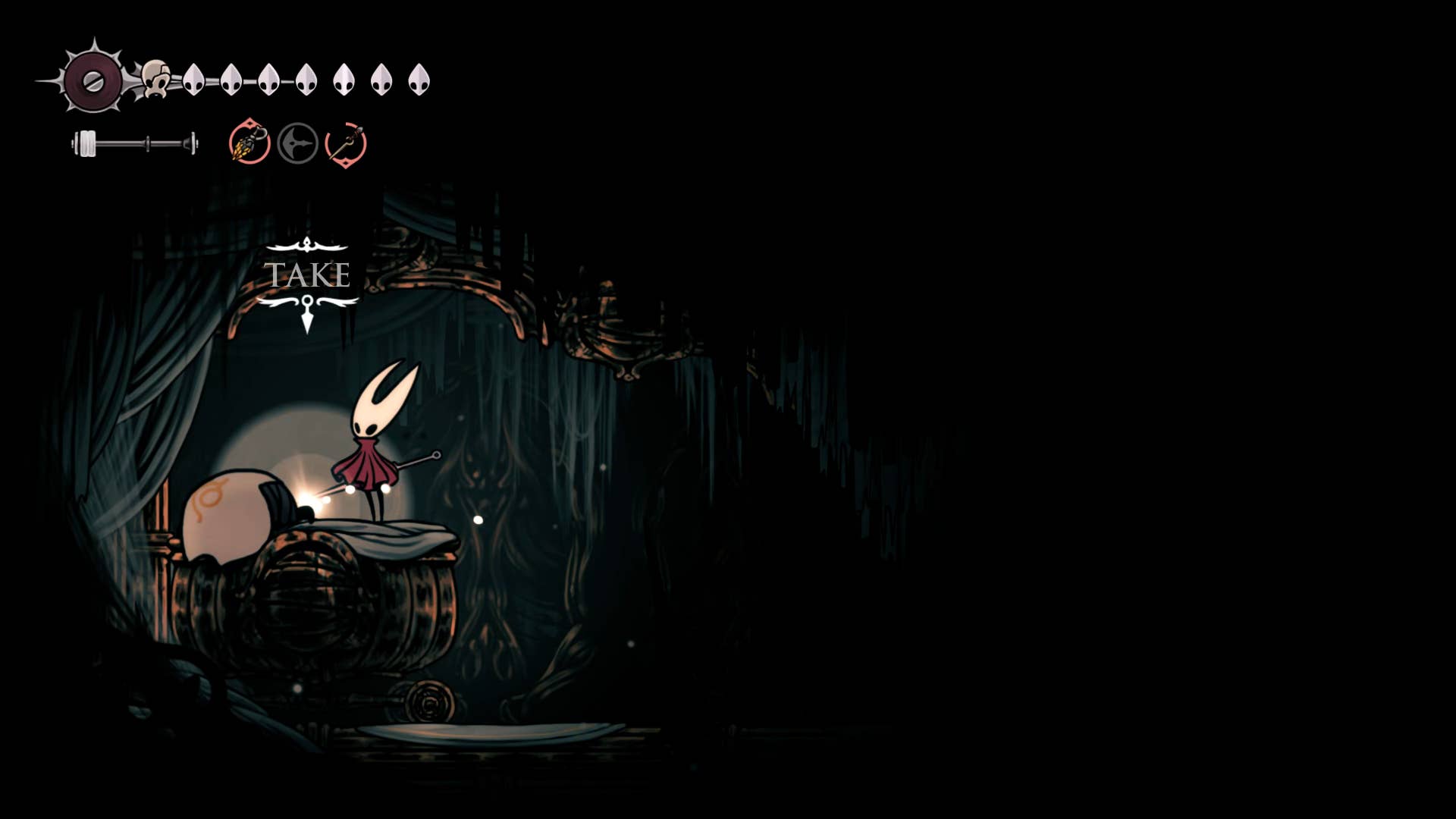 Hollow Knight screenshot: Silksong showing the path through High Halls.