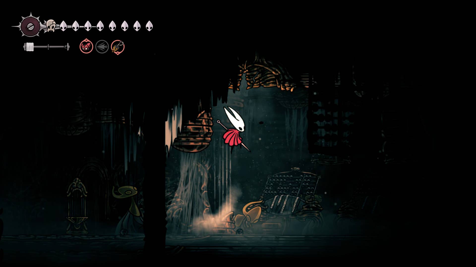 Hollow Knight screenshot: Silksong showing the path through High Halls.