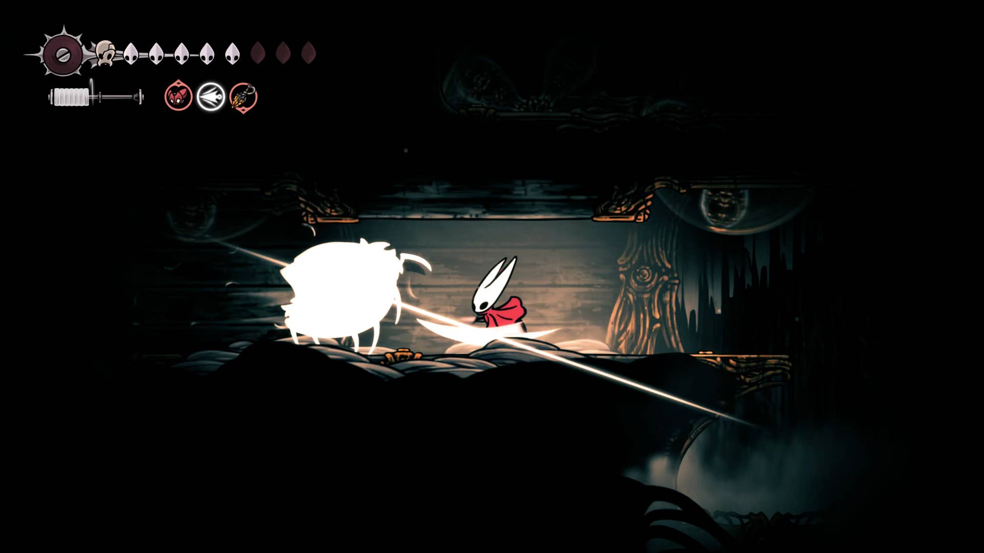 Hollow Knight screenshot: Silksong showing the path through High Halls.