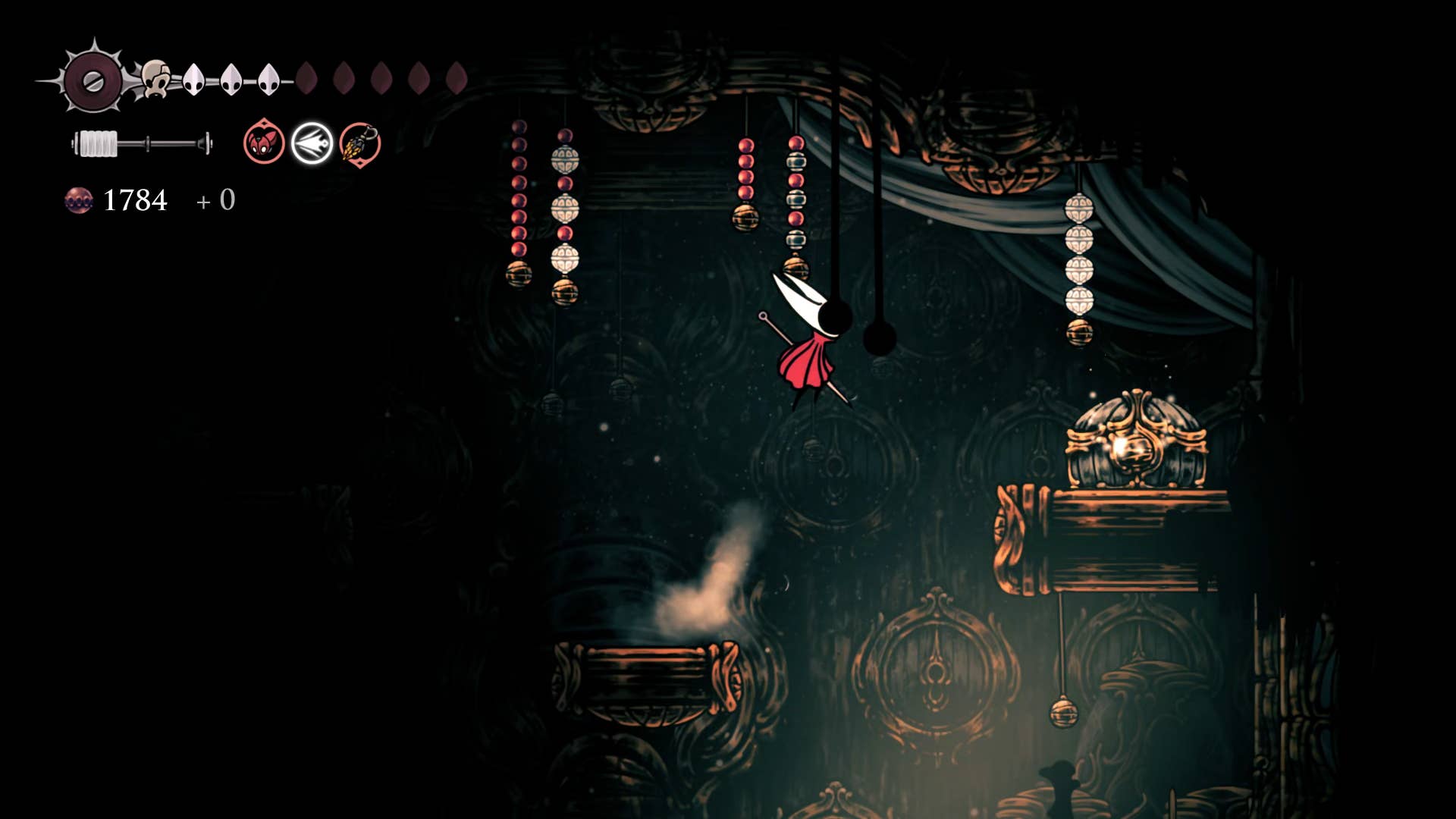 Hollow Knight screenshot: Silksong showing the path through High Halls.