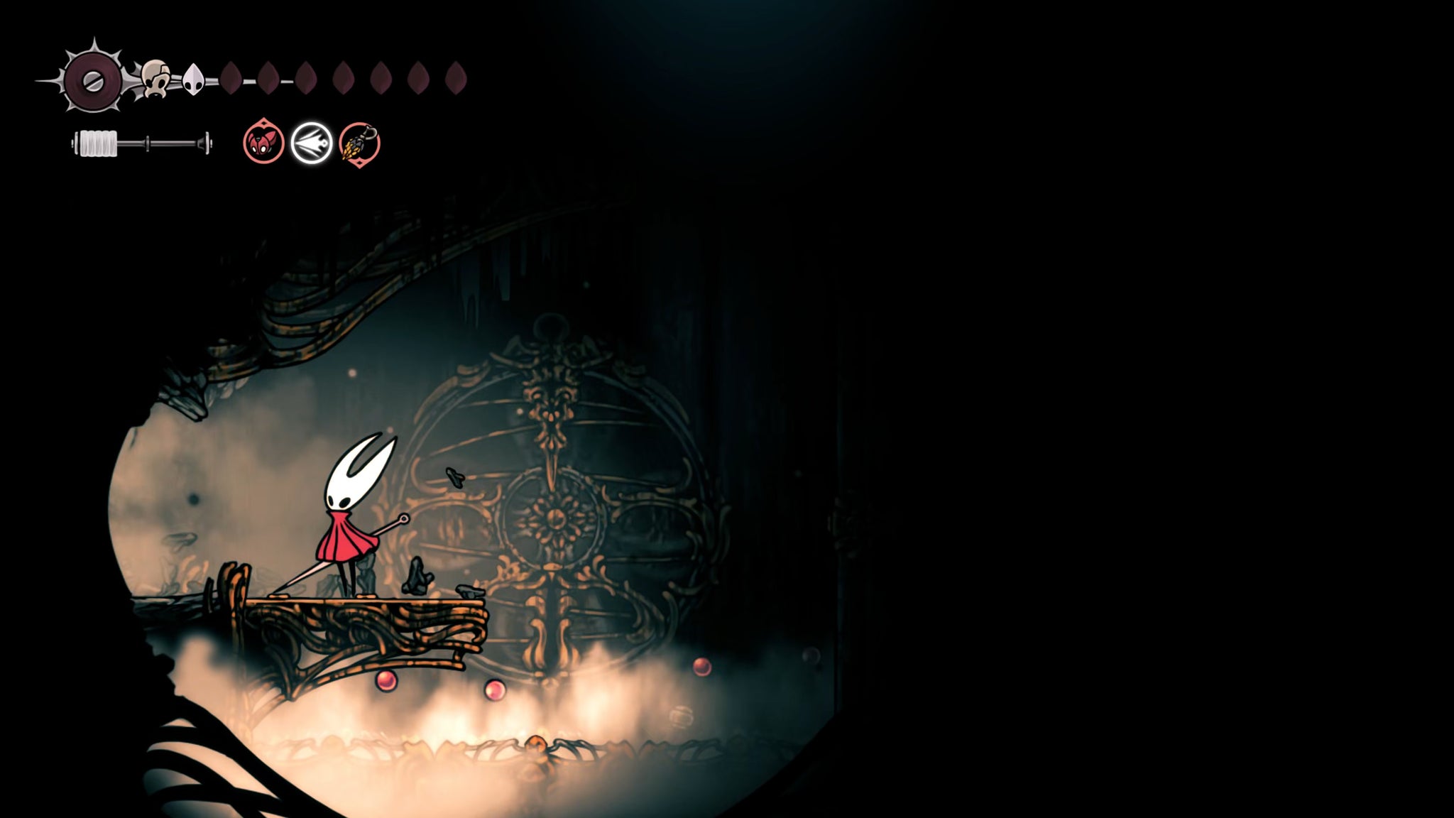 A screenshot of Hollow Knight: Silksong showing the path through the High Halls. - 38