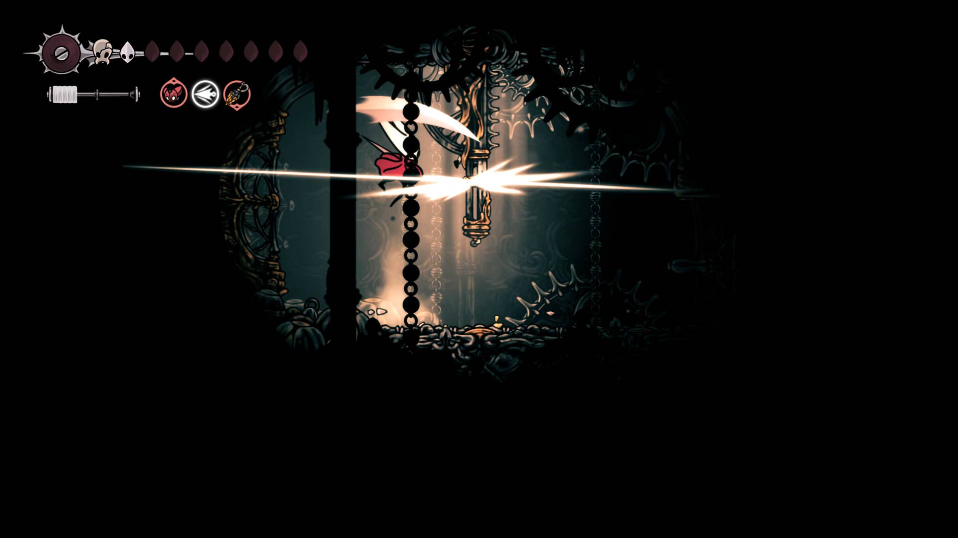 Hollow Knight screenshot: Silksong showing the path through High Halls.