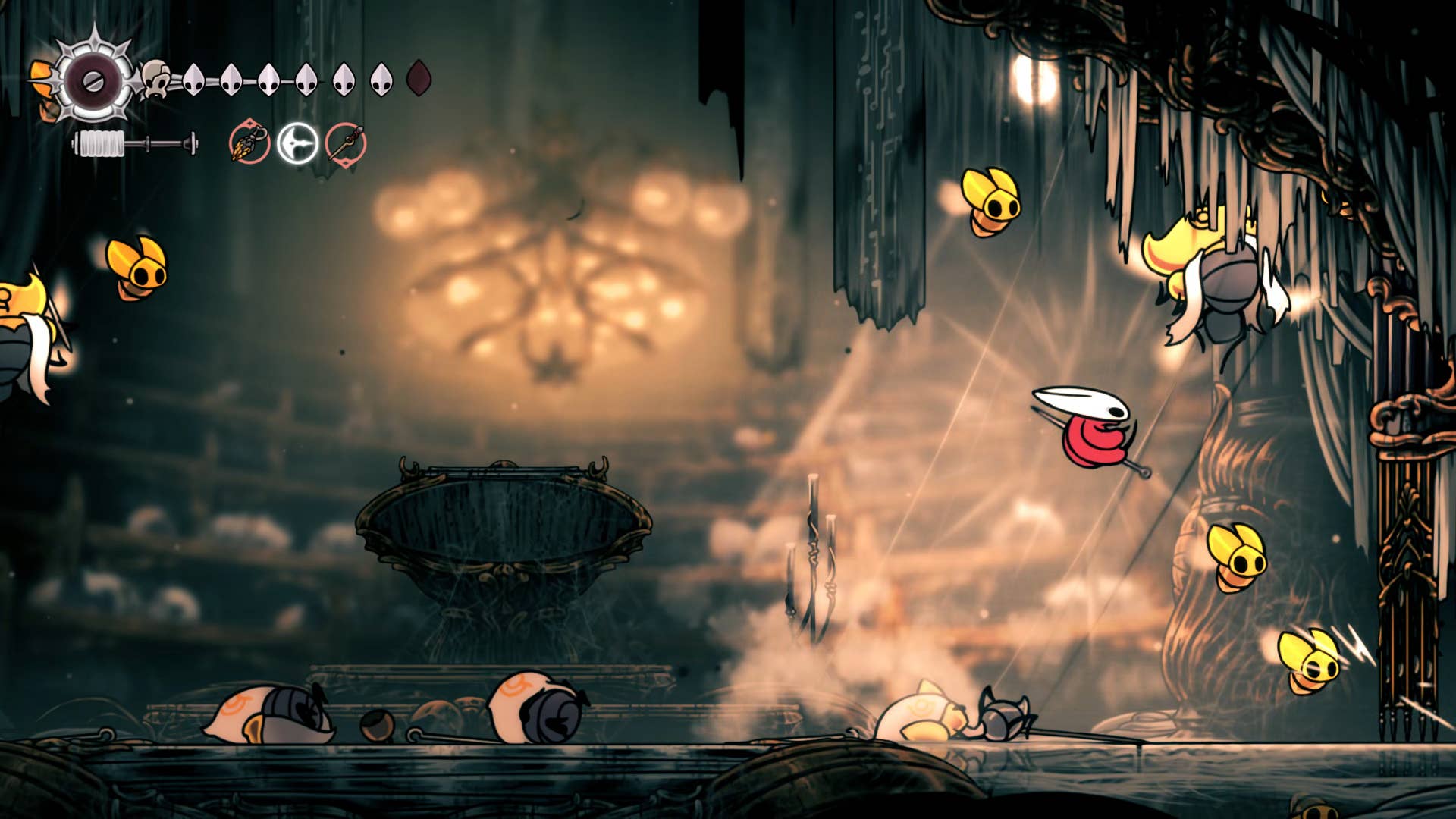 Hollow Knight screenshot: Silksong showing the path through High Halls.