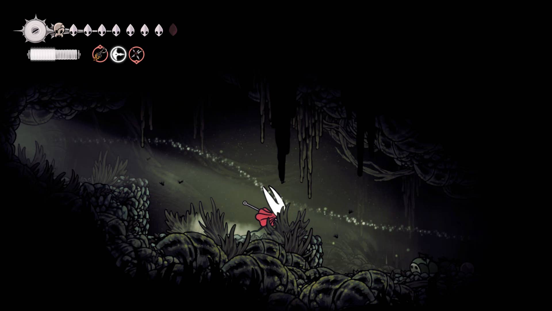 Hollow Knight screenshot: Silksong showing the path through High Halls.
