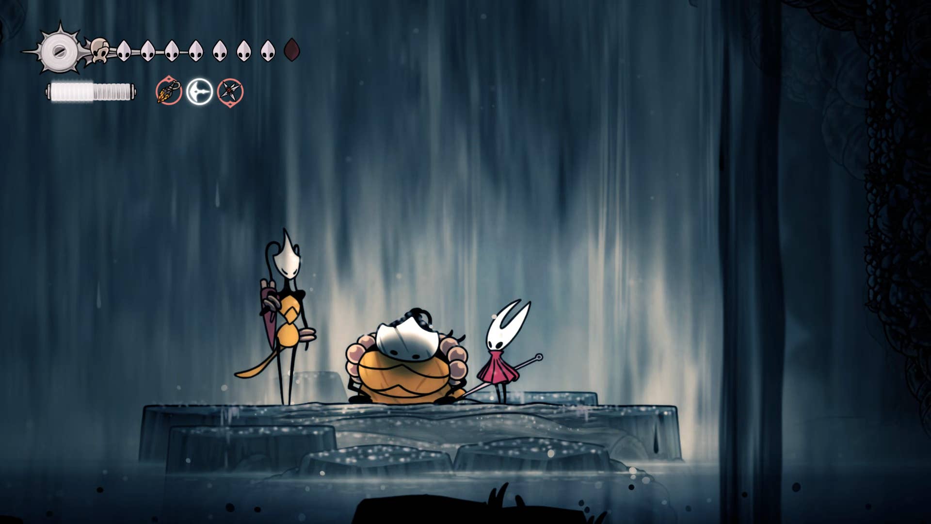 Hollow Knight screenshot: Silksong showing the path through High Halls.