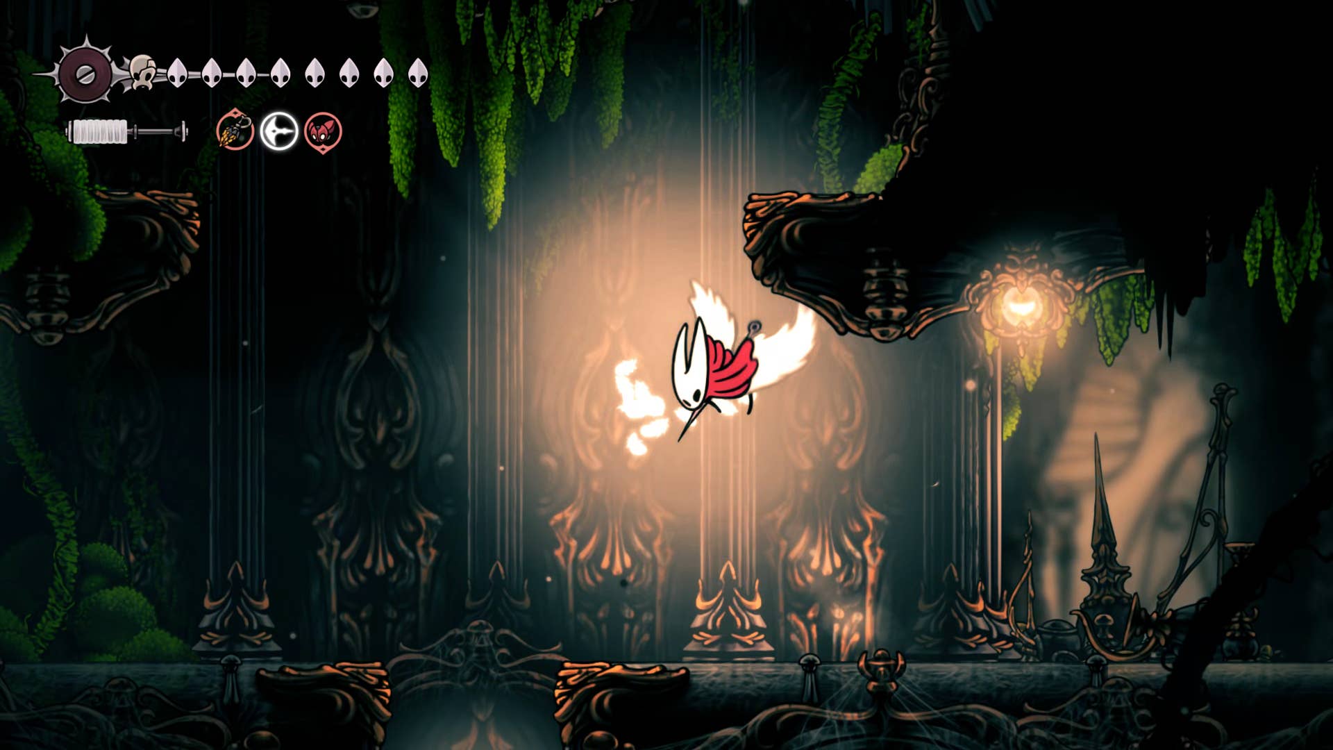 Hollow Knight screenshot: Silksong shows the path through memory.