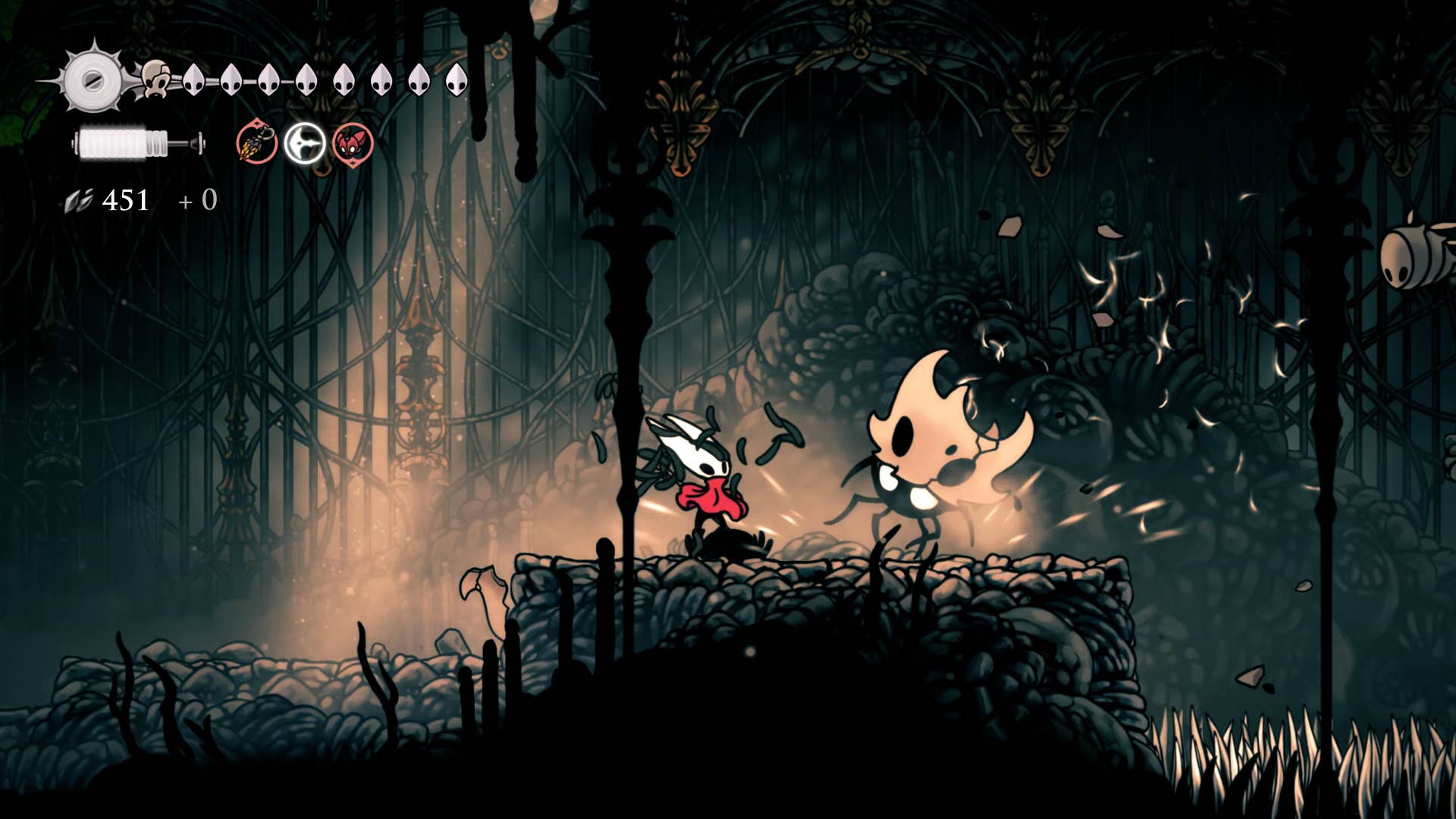 Hollow Knight screenshot: Silksong shows the path through memory.