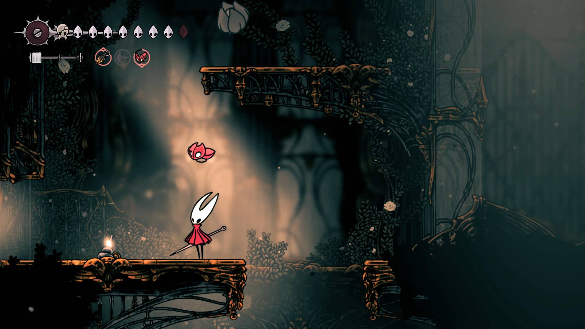 Hollow Knight screenshot: Silksong shows the path through memory.