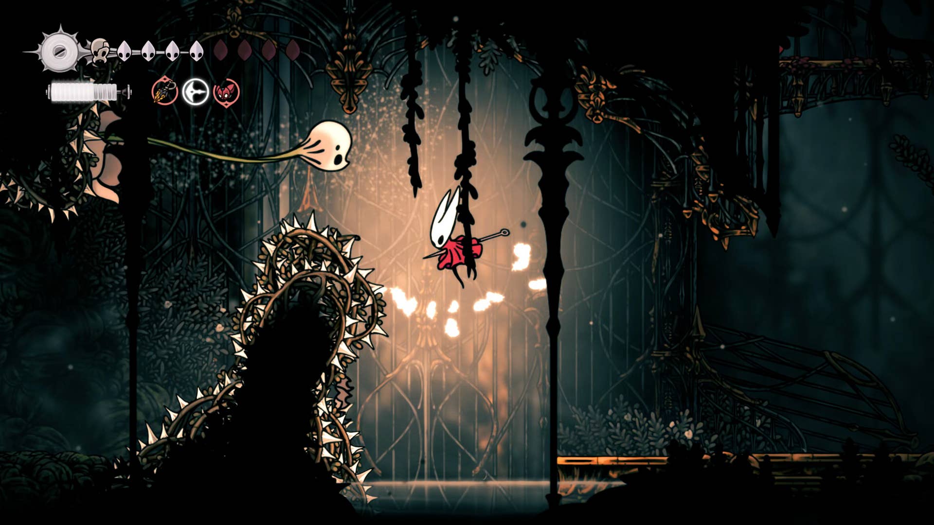 Hollow Knight screenshot: Silksong shows the path through memory.