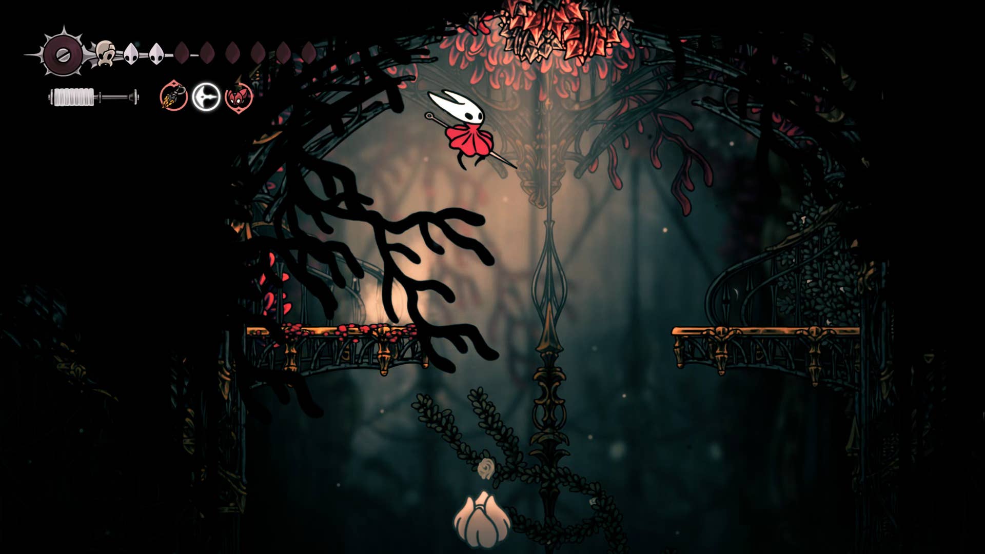 Hollow Knight screenshot: Silksong shows the path through memory.