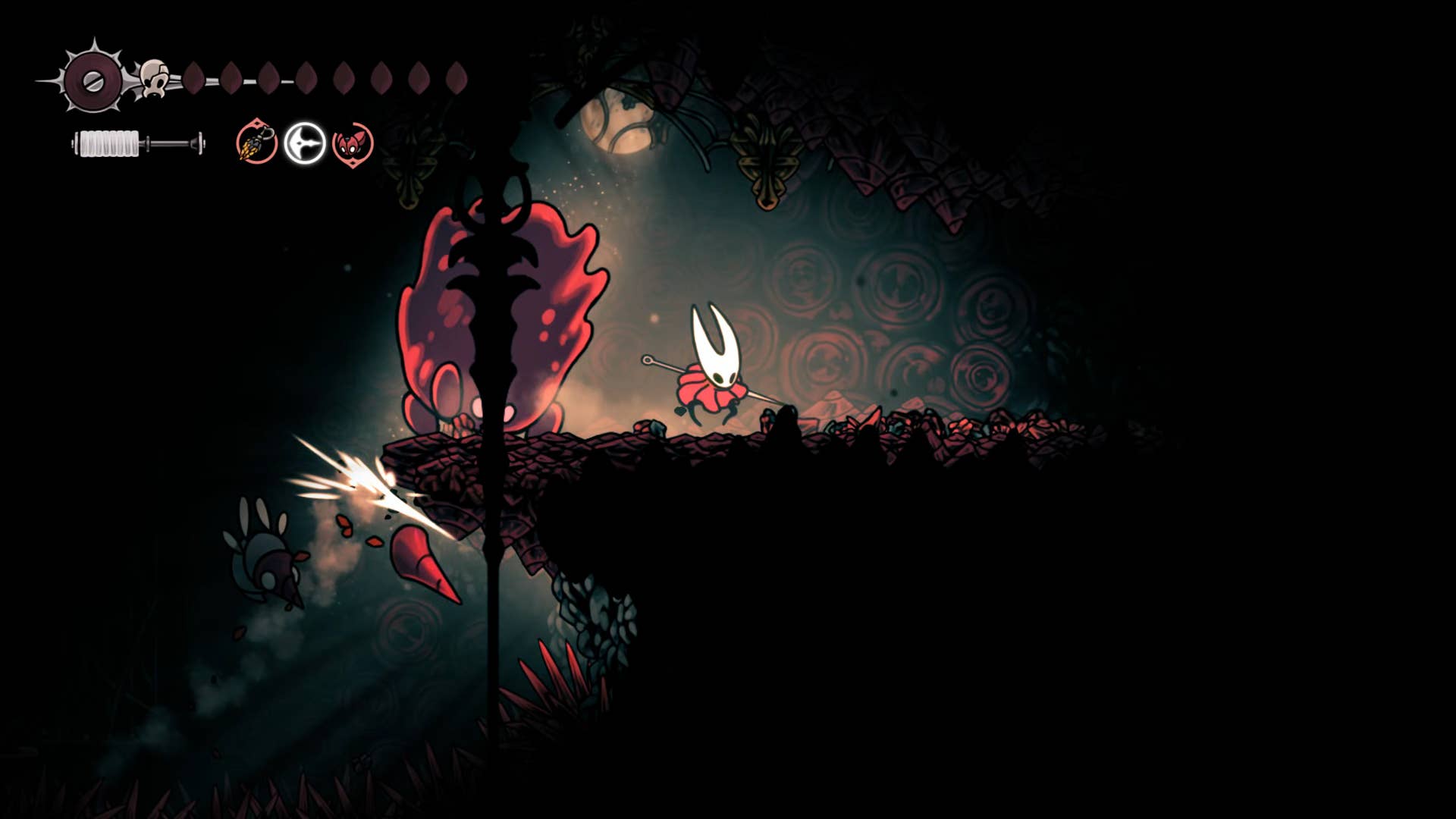 Hollow Knight screenshot: Silksong shows the path through memory.