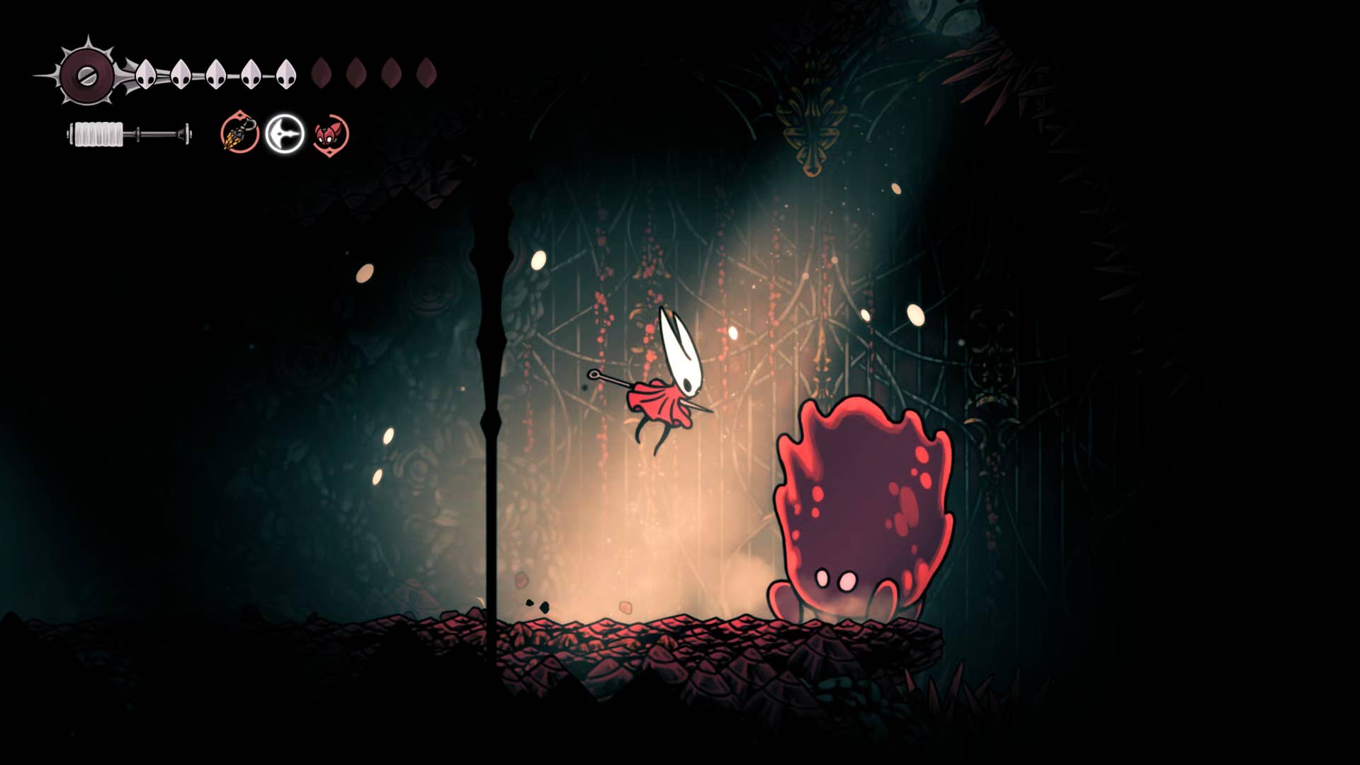 Hollow Knight screenshot: Silksong shows the path through memory.