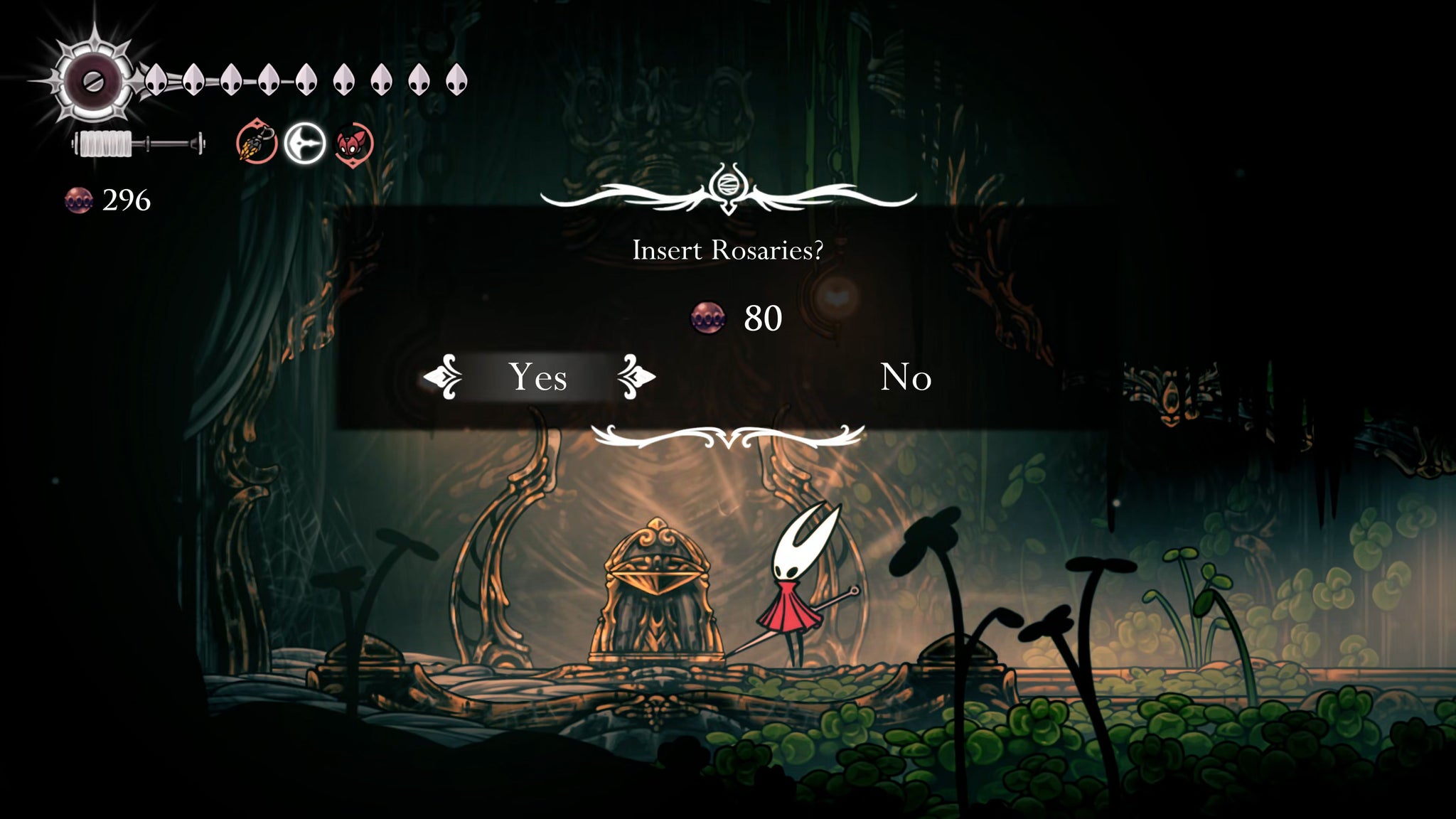 A screenshot of Hollow Knight: Silksong showing the path through the Memorium. - 21