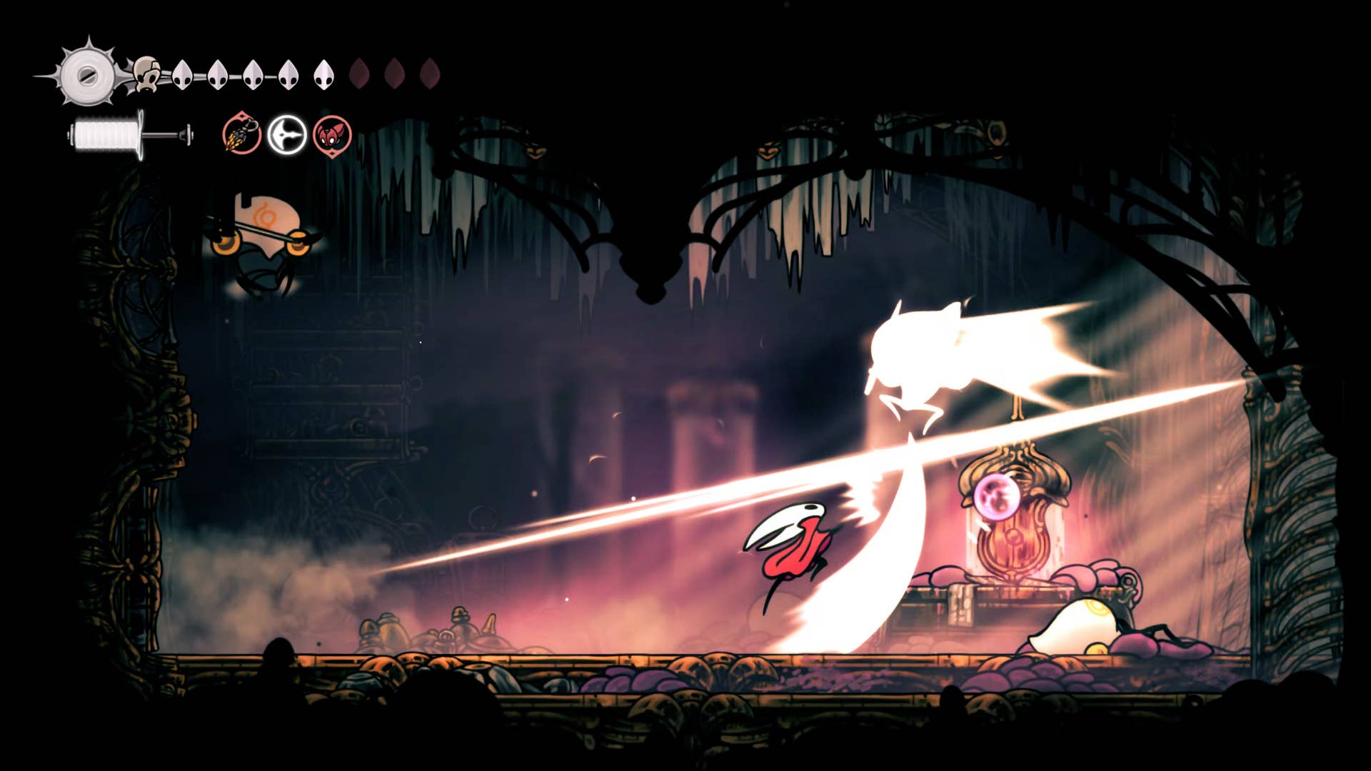 Hollow Knight screenshot: Silksong shows the path through memory.