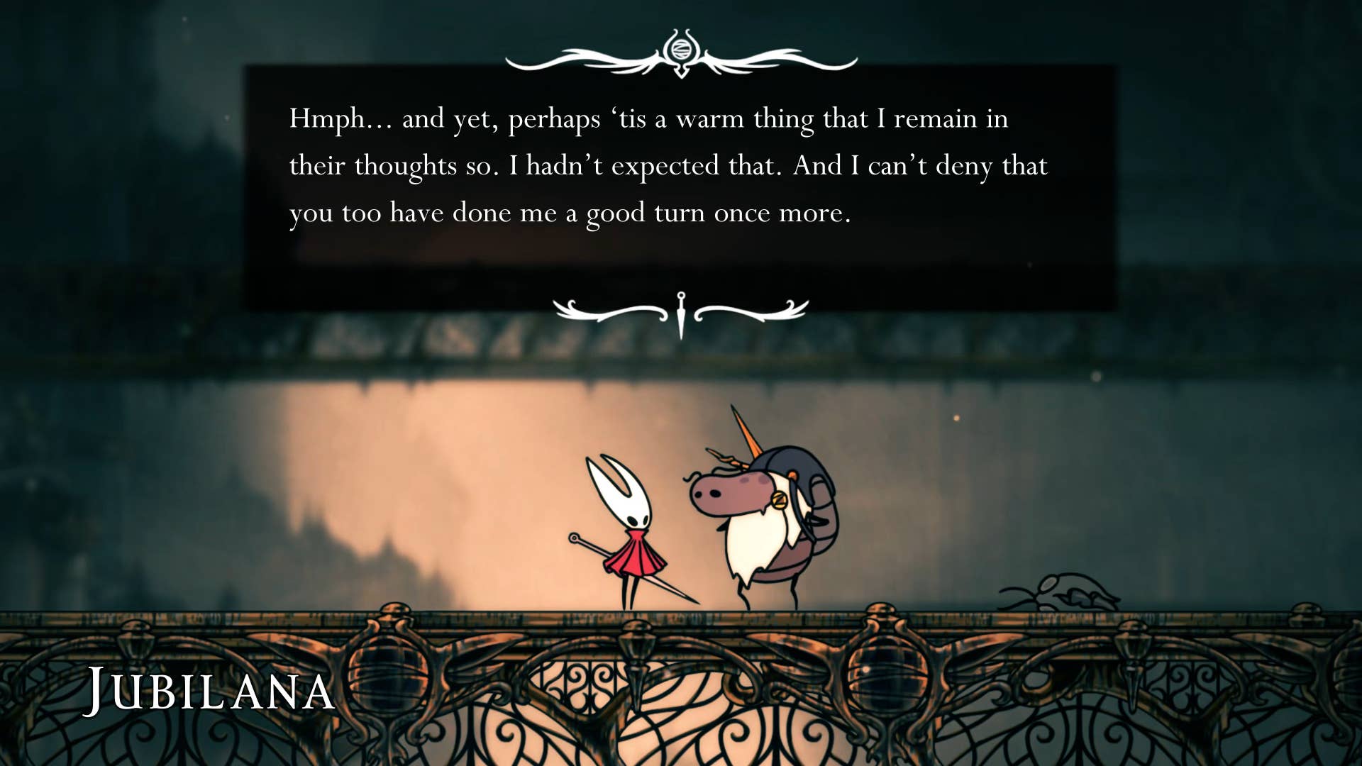 Hollow Knight screenshot: Silksong shows the path through memory.