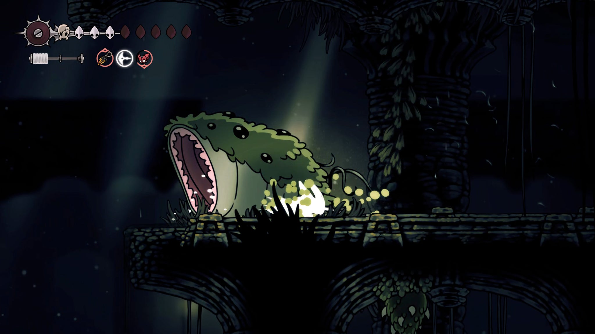 A screenshot of Hollow Knight: Silksong showing the path through the Putrified Ducts. - 5