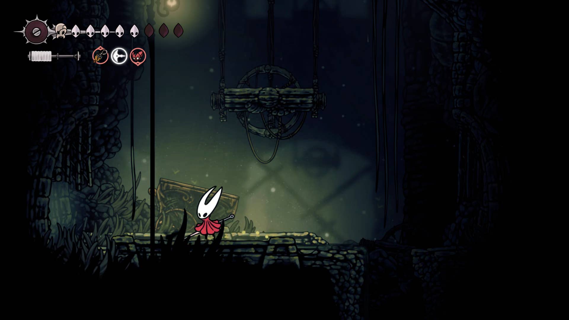 Screenshot of Hollow Knight: Silkson showing a path through corrupt ducts.