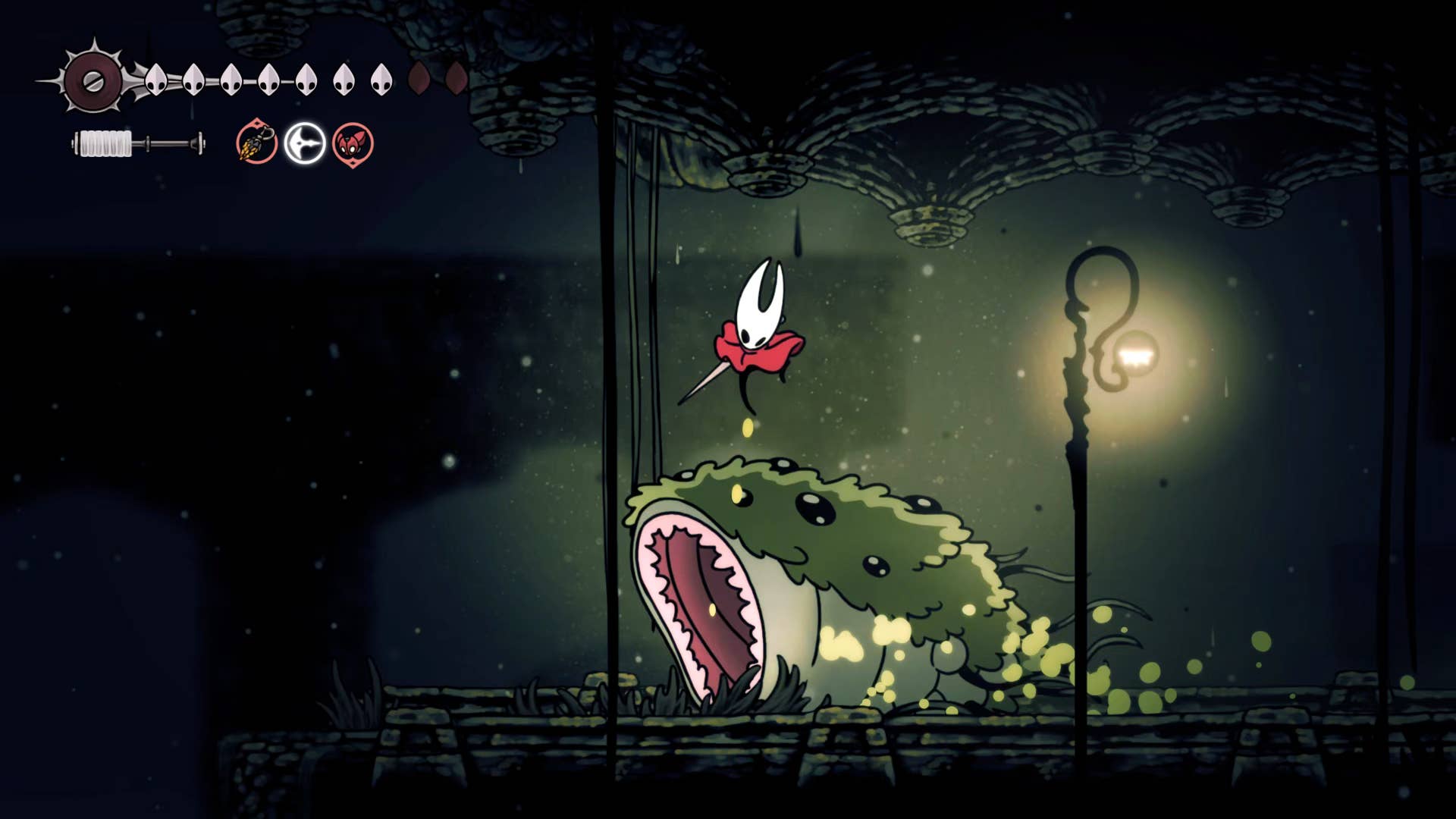 Screenshot of Hollow Knight: Silkson showing a path through corrupt ducts.