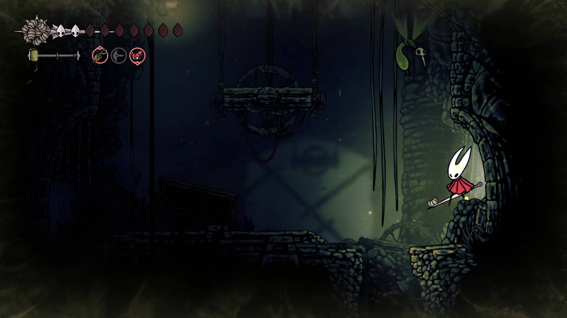 Screenshot of Hollow Knight: Silkson showing a path through corrupt ducts.