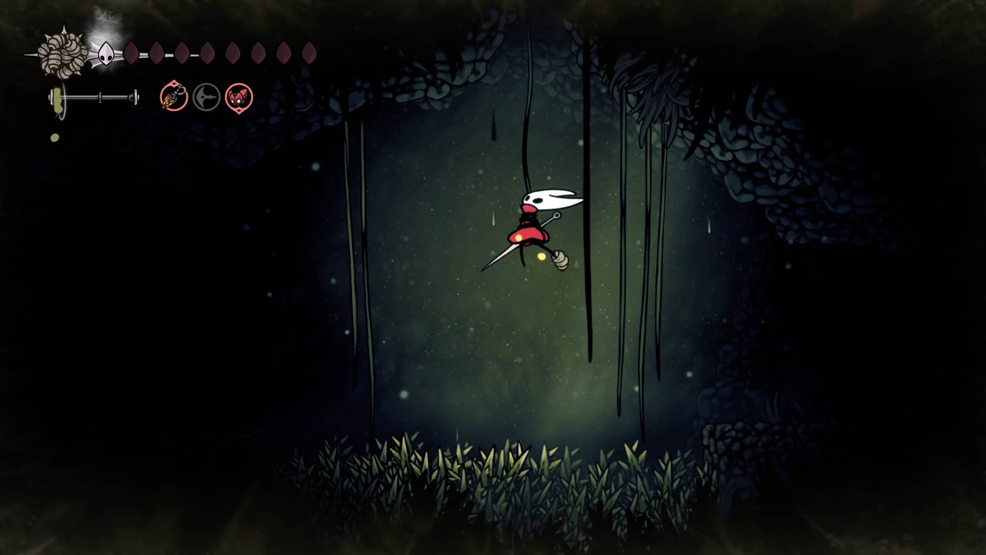 Screenshot of Hollow Knight: Silkson showing a path through corrupt ducts.
