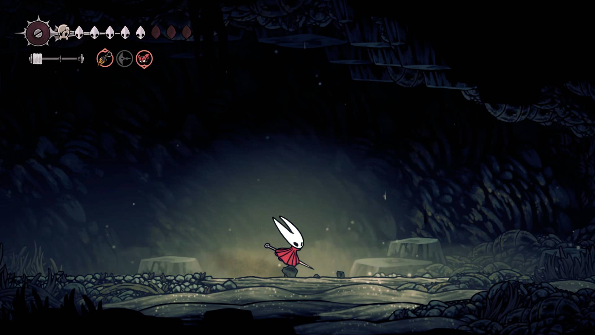 Screenshot of Hollow Knight: Silkson showing a path through corrupt ducts.