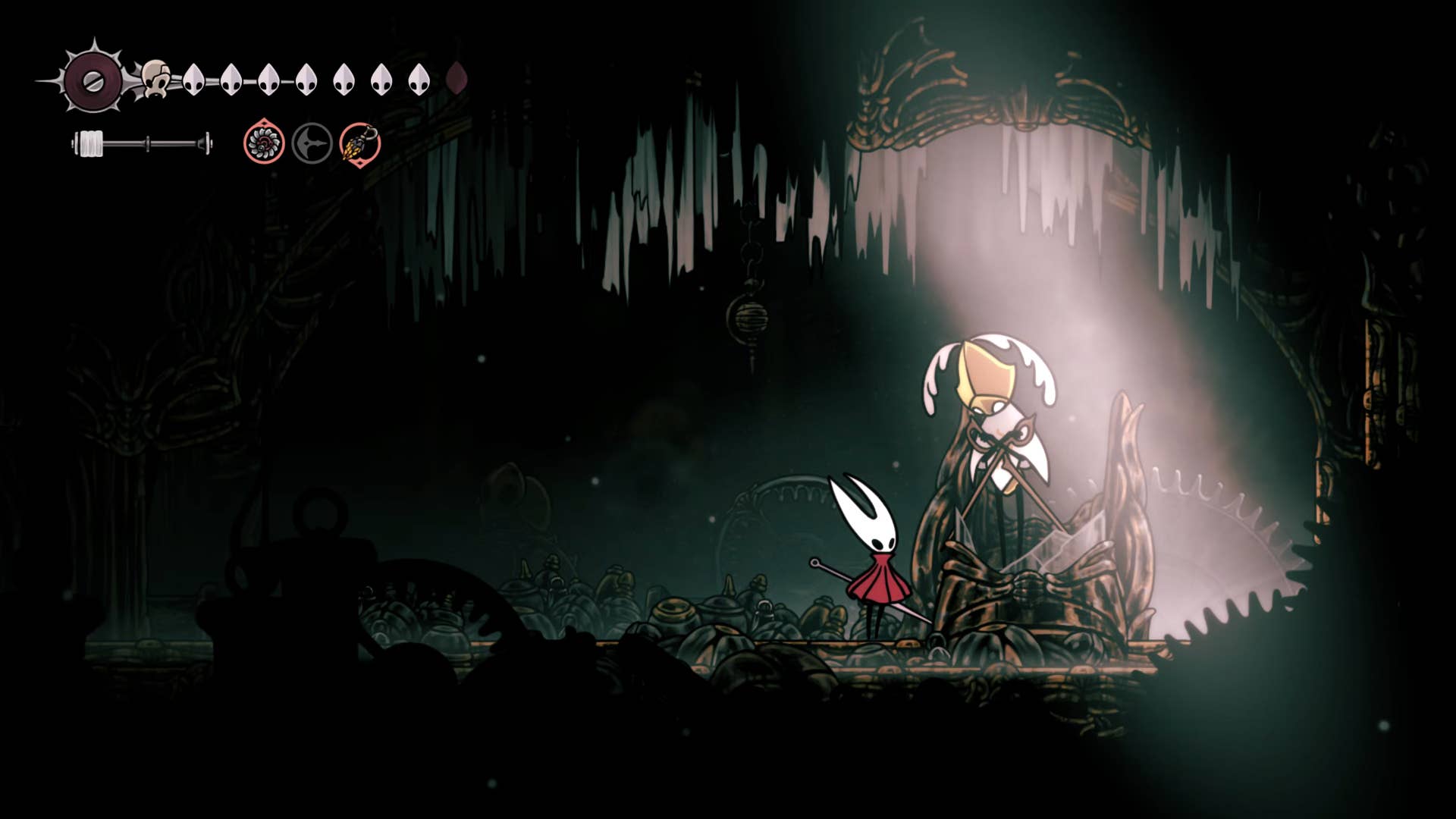 Hollow Knight screenshot: Silksong showing paths through different regions to complete certain quests and activities before ending Act 2.